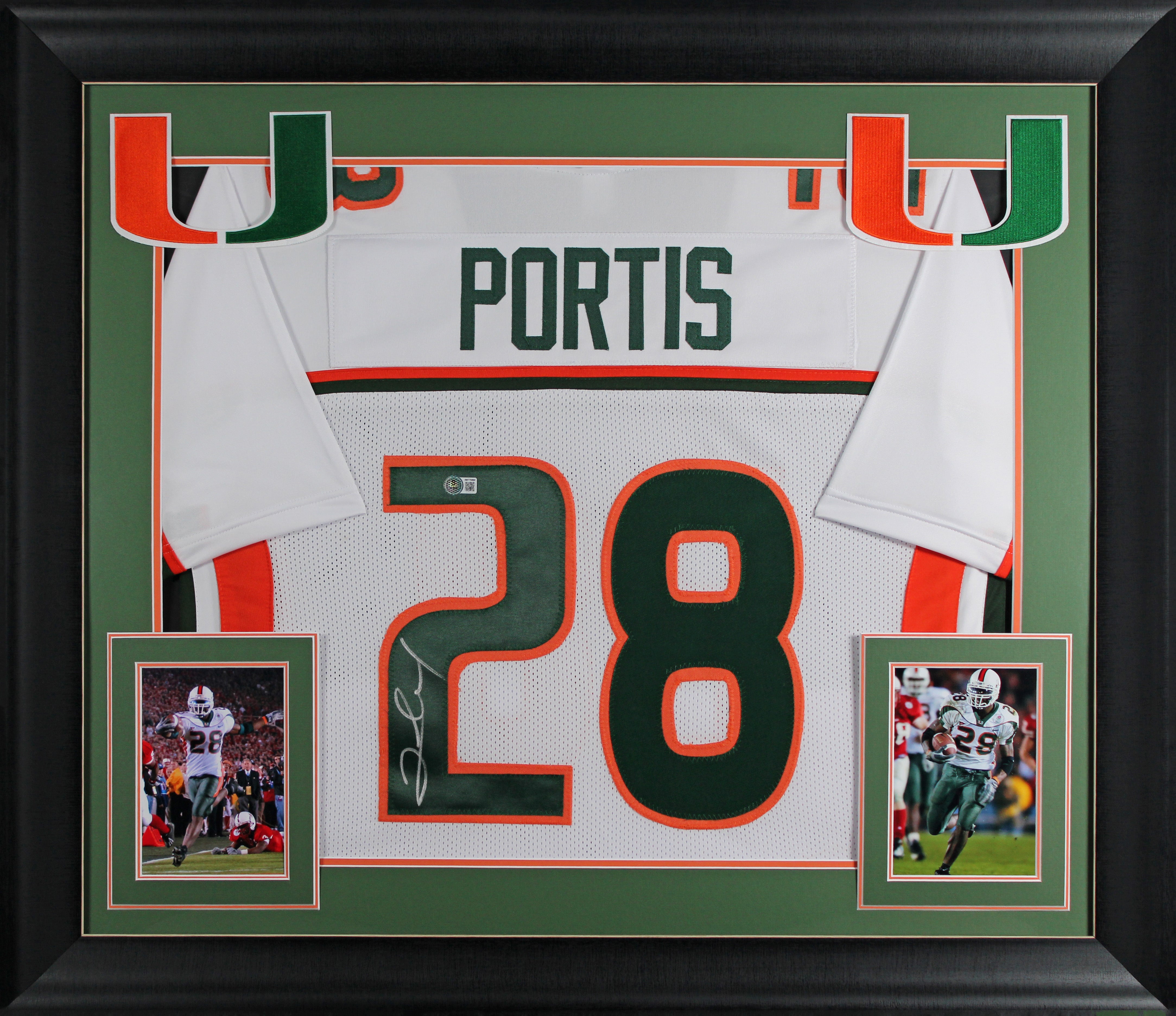 Miami Clinton Portis Authentic Signed White Pro Style Framed Jersey BAS Witness