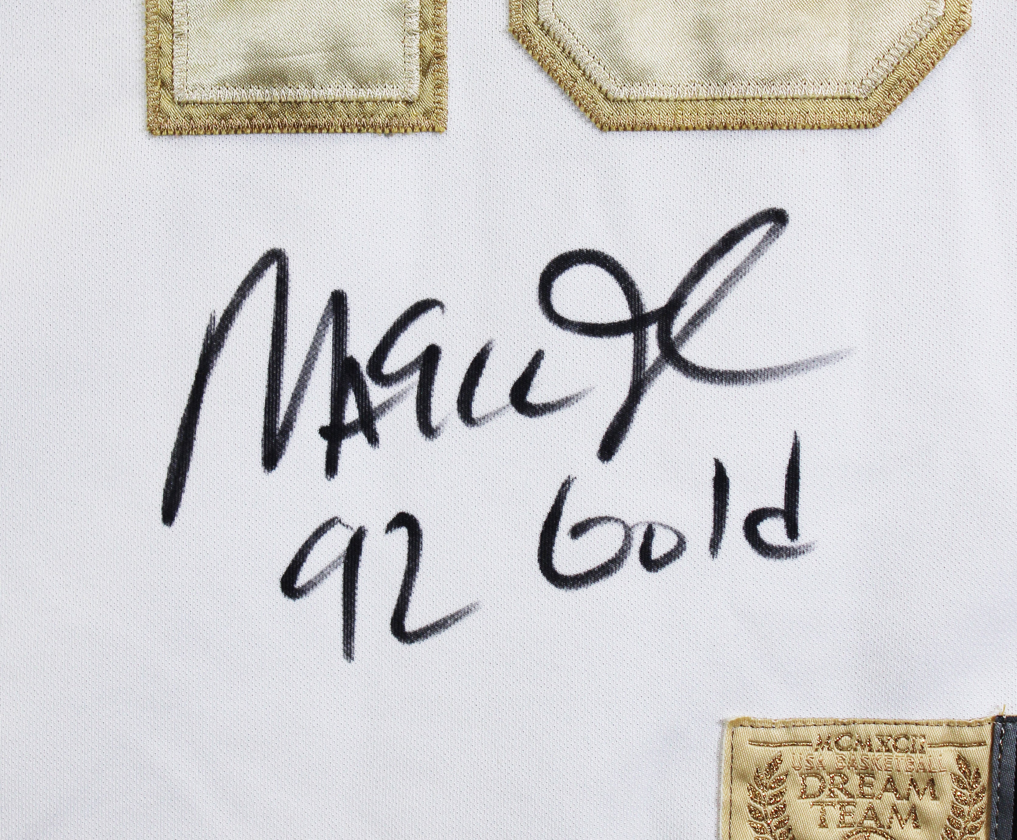Magic Johnson "92 Gold" Signed White & Gold Nike Team USA Jersey BAS W #5W006548