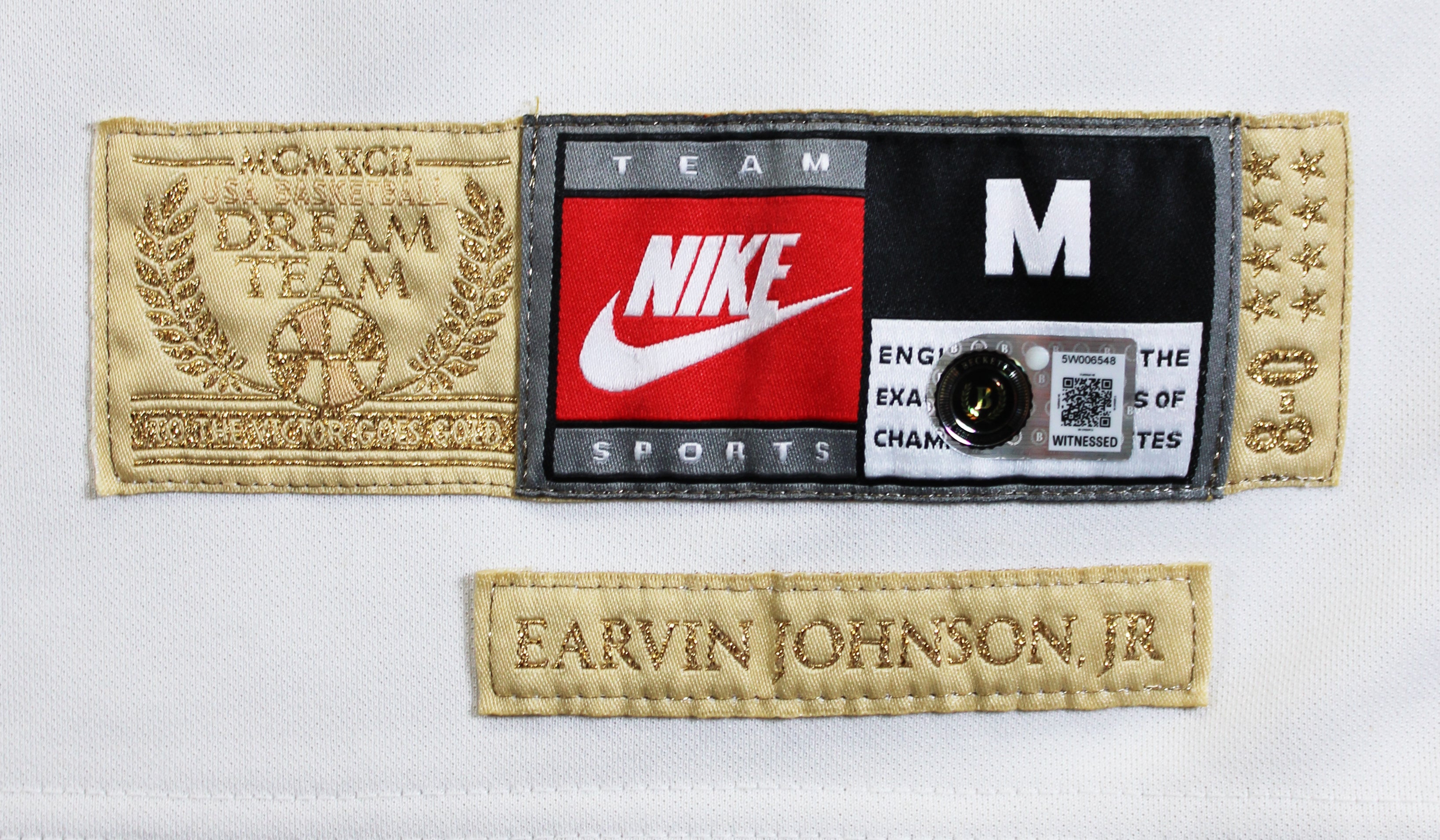 Magic Johnson "92 Gold" Signed White & Gold Nike Team USA Jersey BAS W #5W006548