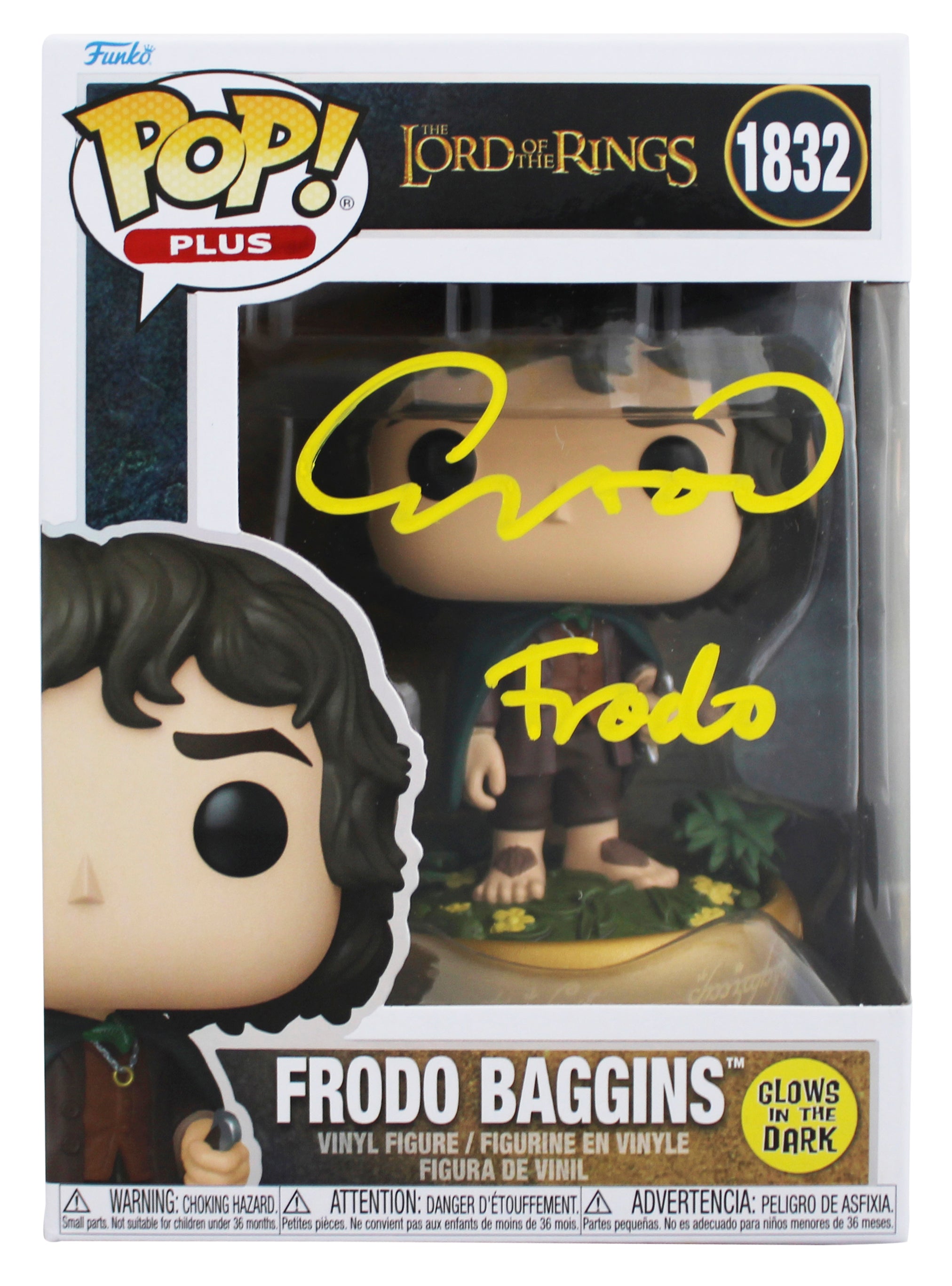 Elijah Wood LOTR "Frodo" Signed #1832 Funko Pop Figure w/ Yellow Sig BAS