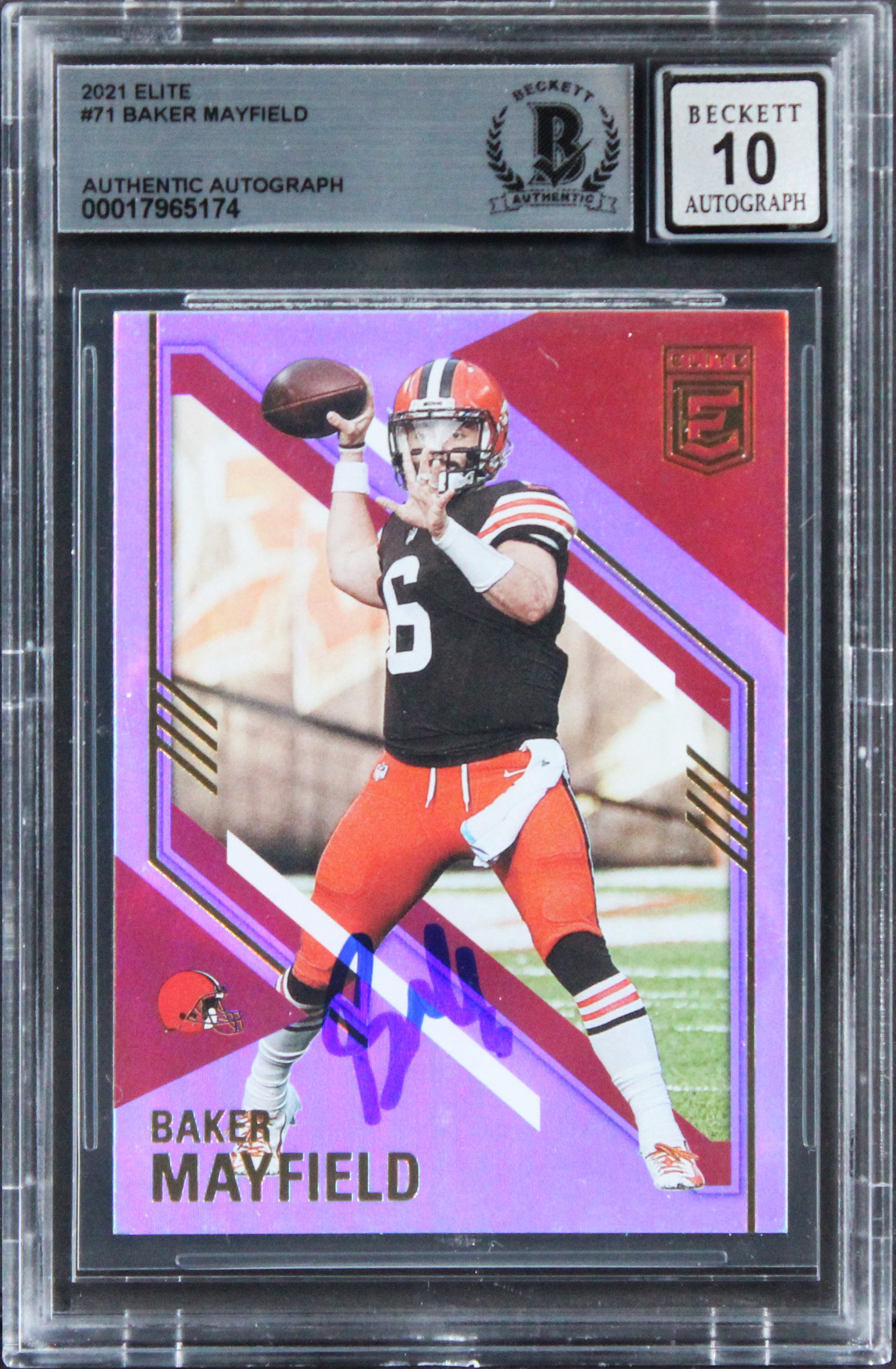 Browns Baker Mayfield Signed 2021 Elite #71 Card Auto Graded 10! BAS Slabbed