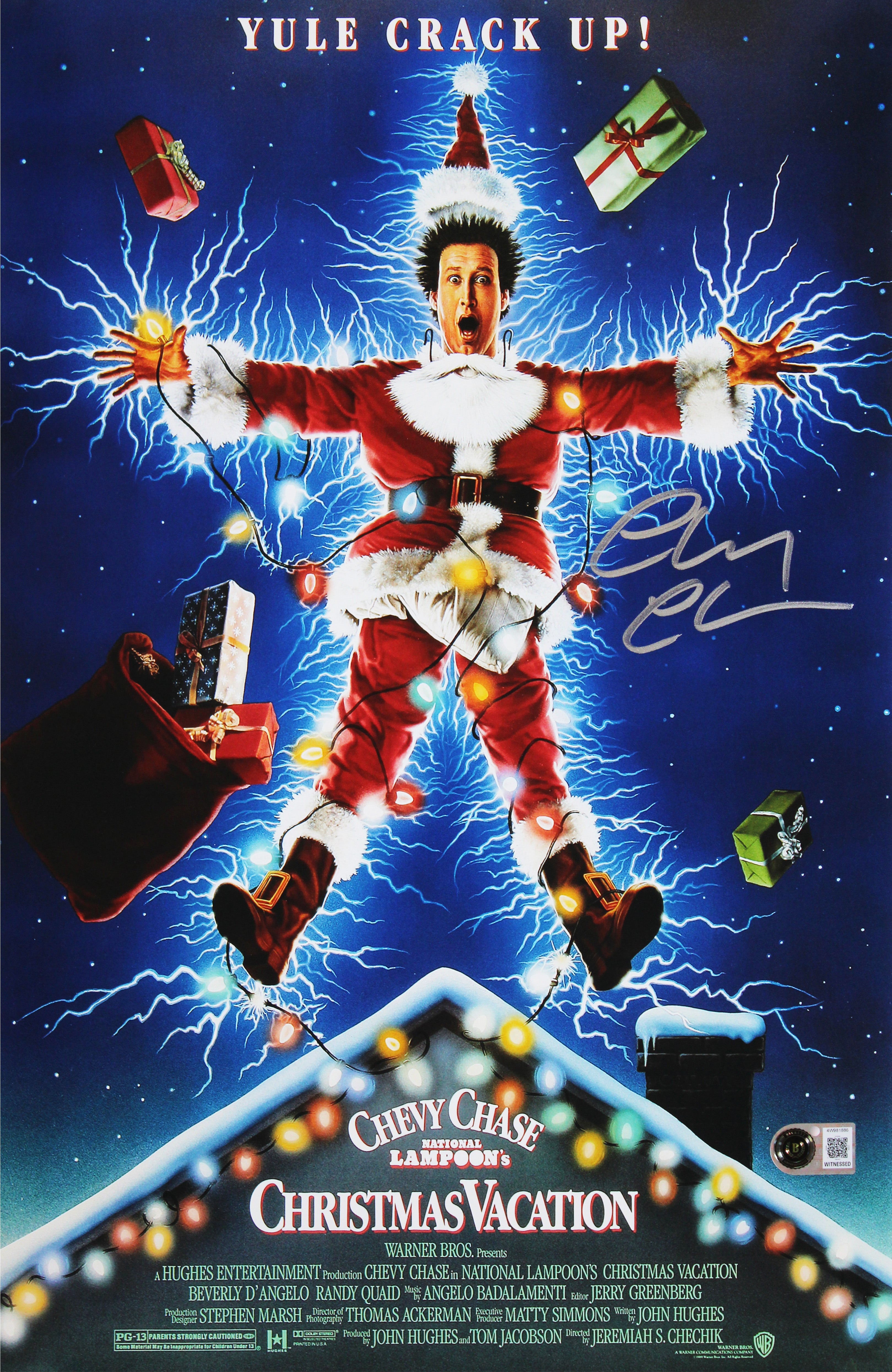 Chevy Chase Christmas Vacation Signed 11x17 Mini Movie Poster Photo BAS Witness