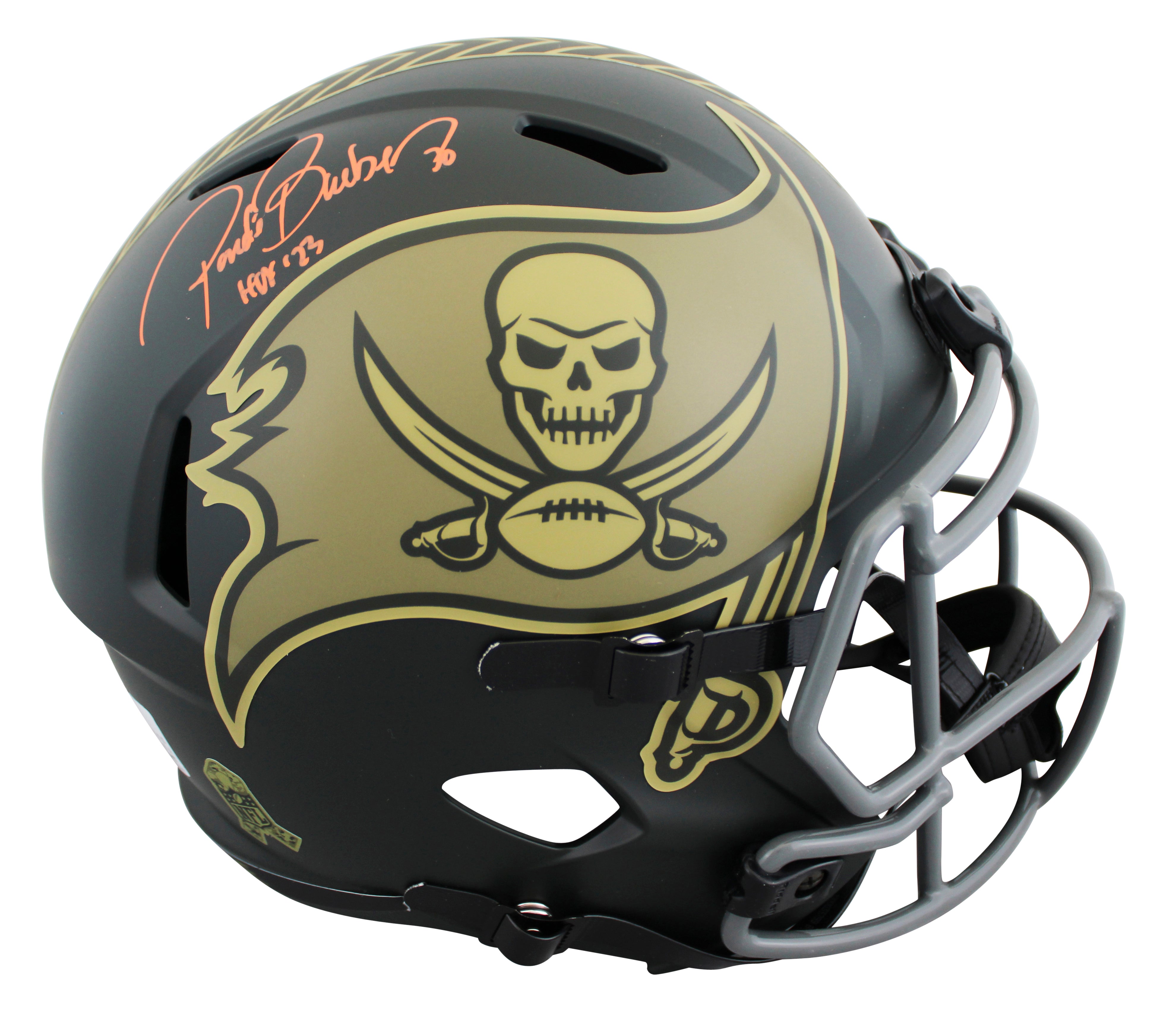 Bucs Ronde Barber "HOF 23" Signed STS IV Full Size Speed Rep Helmet W/ Case BAS