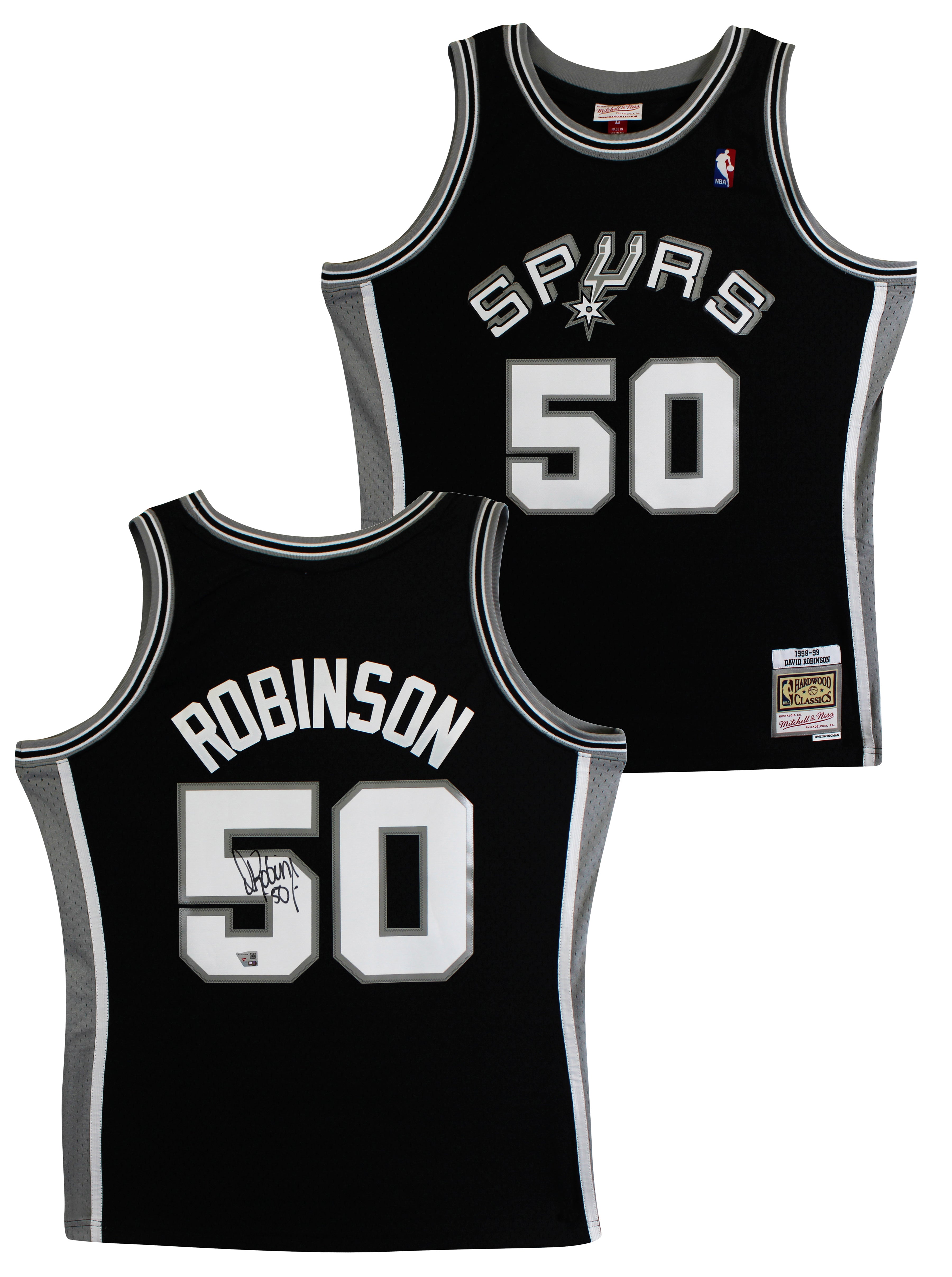 Spurs David Robinson Signed Black 1998-99 M&N Swingman HWC Jersey Fanatics