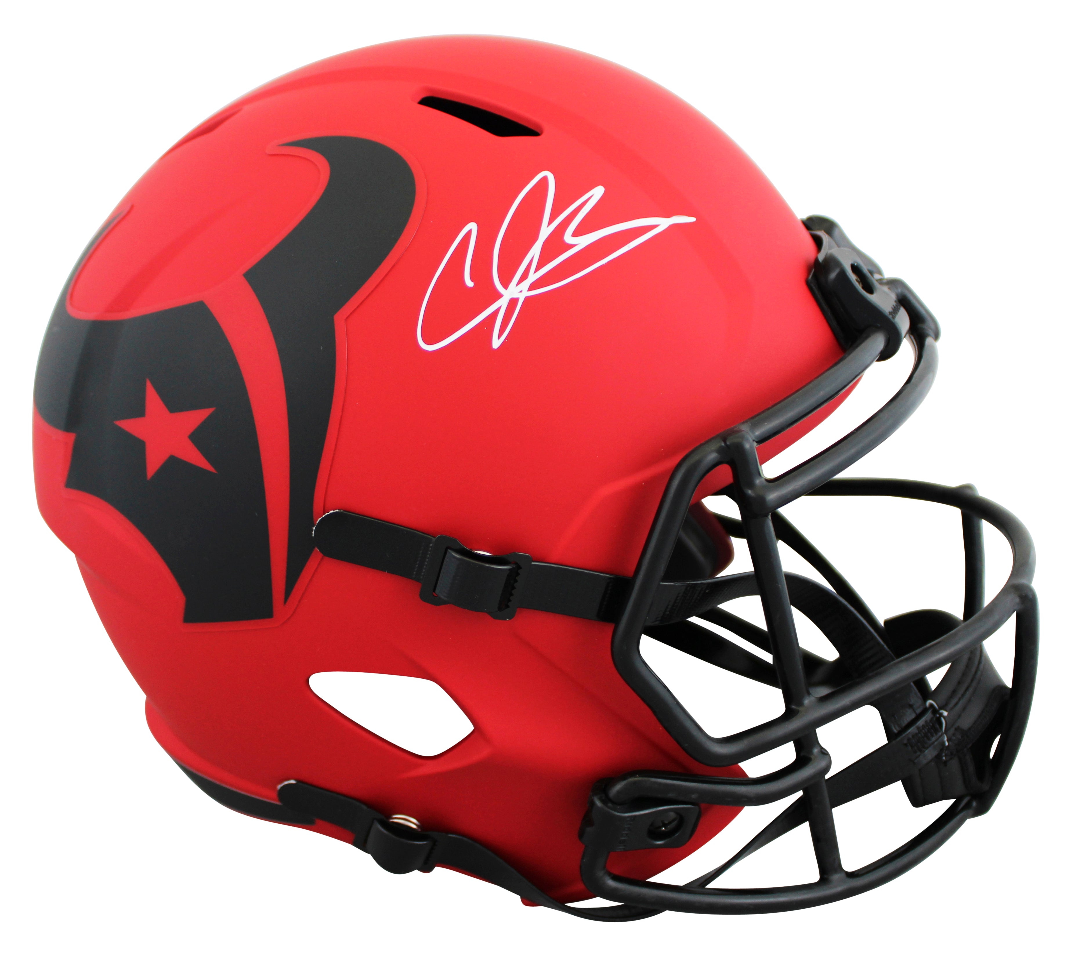 Texans Andre Johnson Signed Rave Full Size Speed Rep Helmet W/ Case BAS Witness