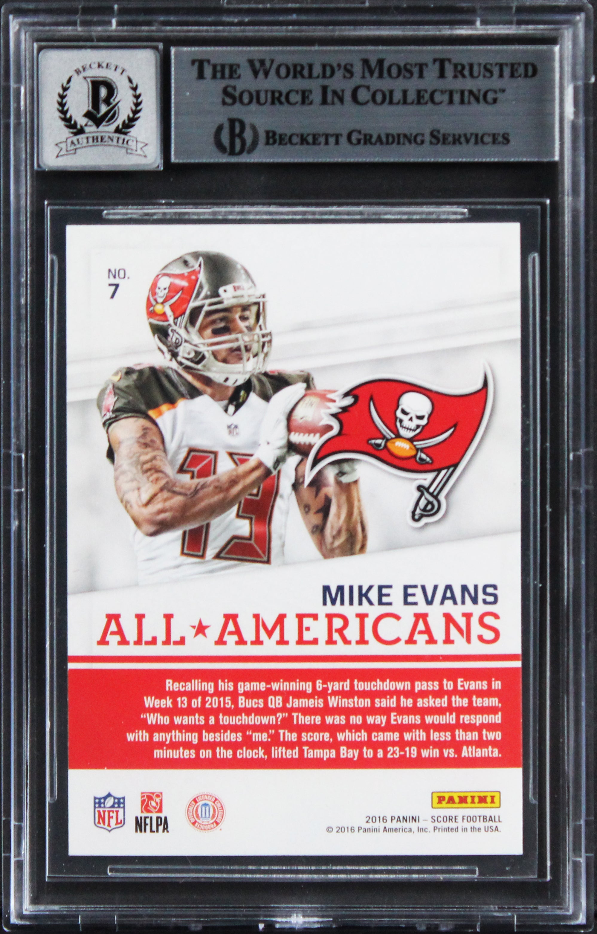 Bucs Mike Evans Signed 2016 Score AA #7 Card Auto Graded Mint 10! BAS Slabbed