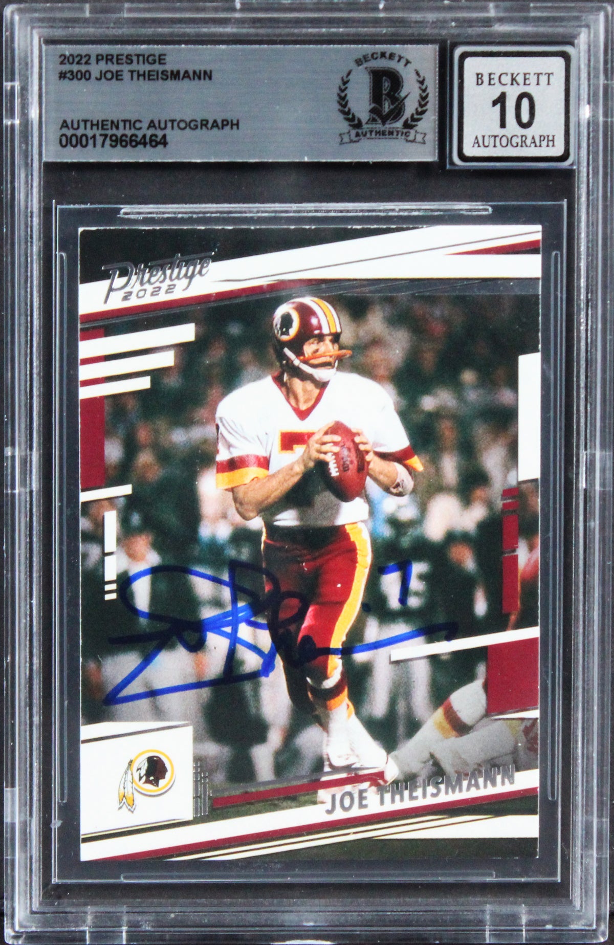 Commanders Joe Theismann Signed 2022 Prestige #300 Card Auto 10! BAS Slabbed
