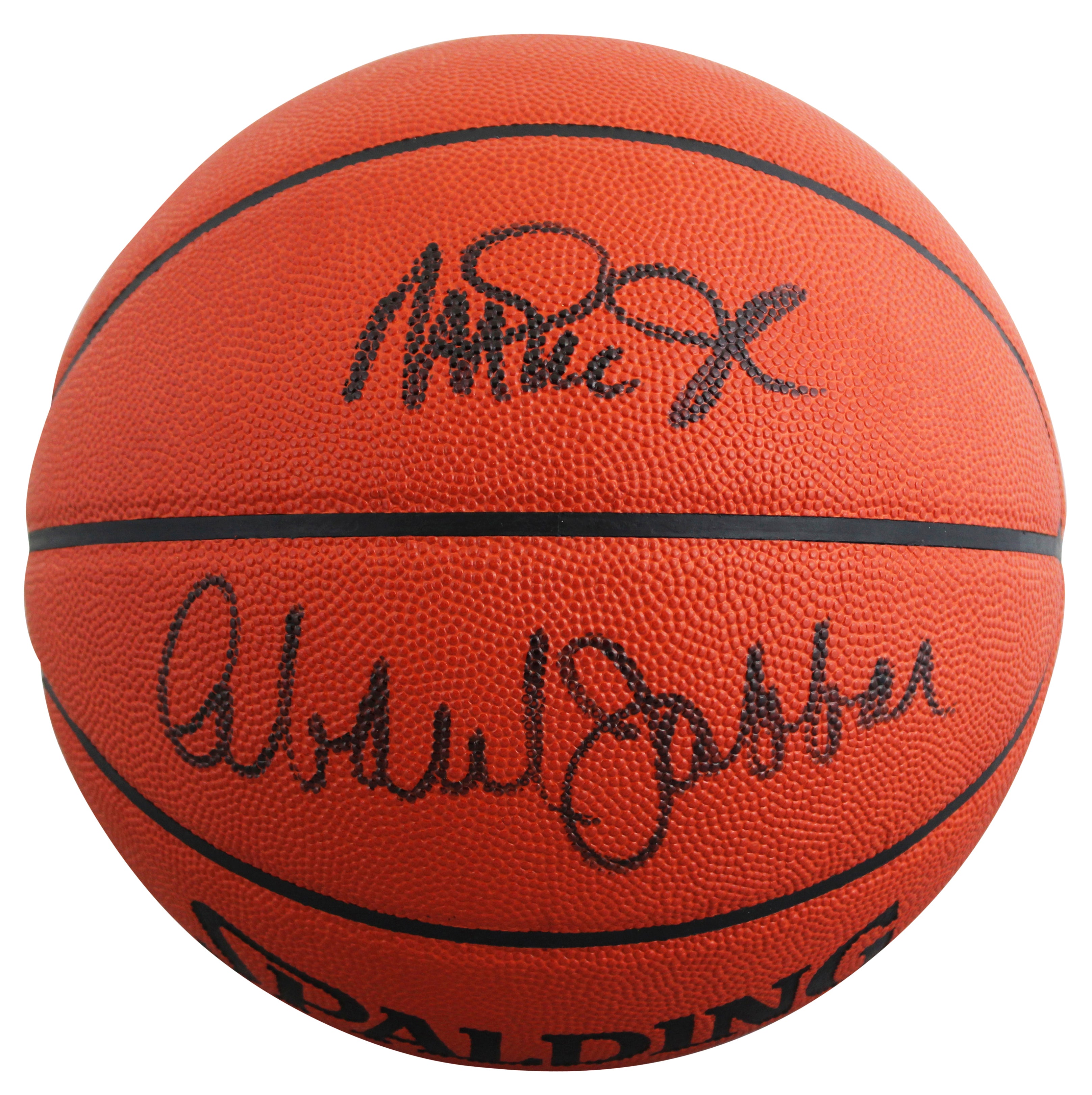 Lakers Magic Johnson & Kareem Abdul-Jabbar Signed Basketball BAS Wit #5W053811