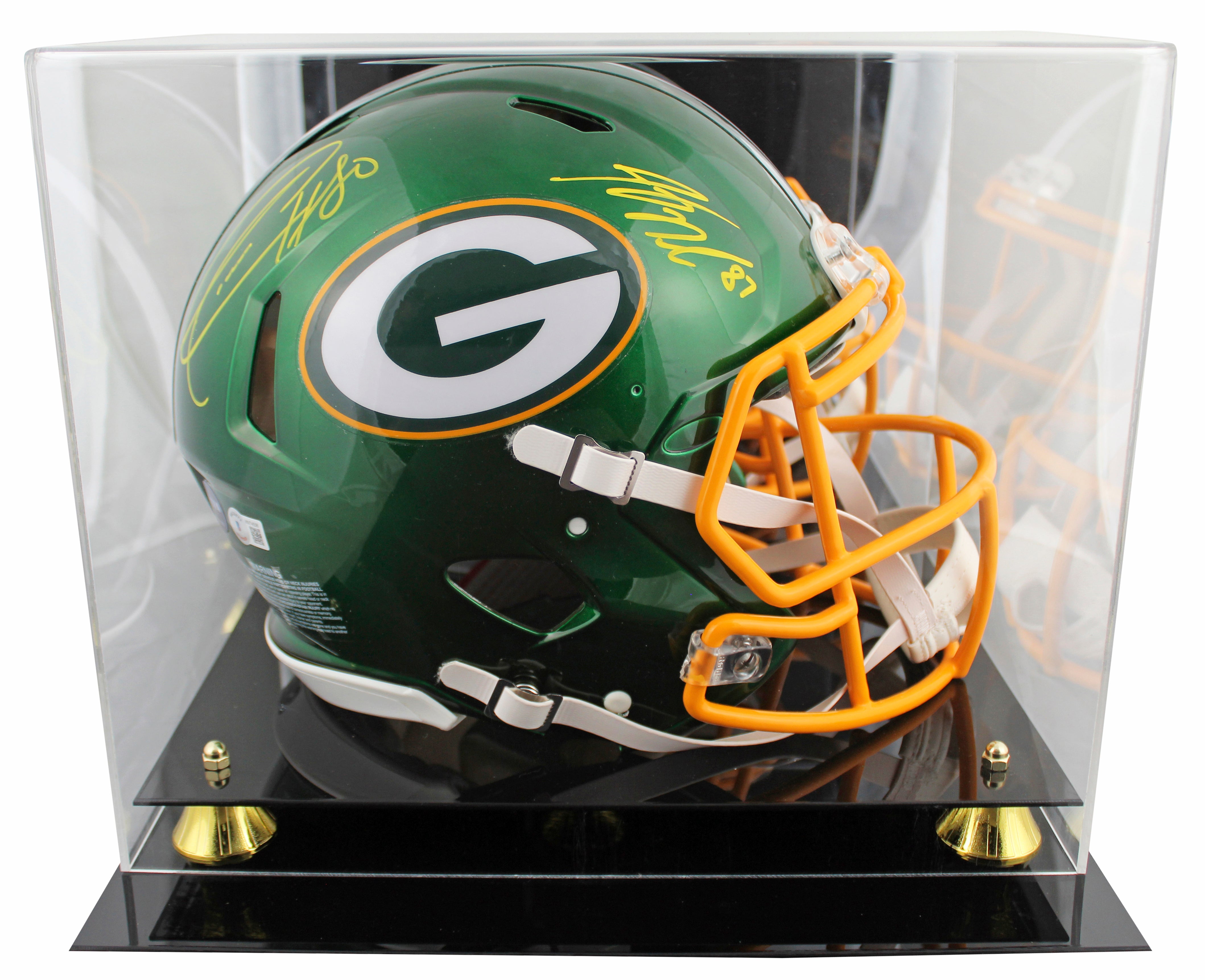 Donald Driver & Jordy Nelson Signed Flash F/S Speed Proline Helmet W/ Case BAS