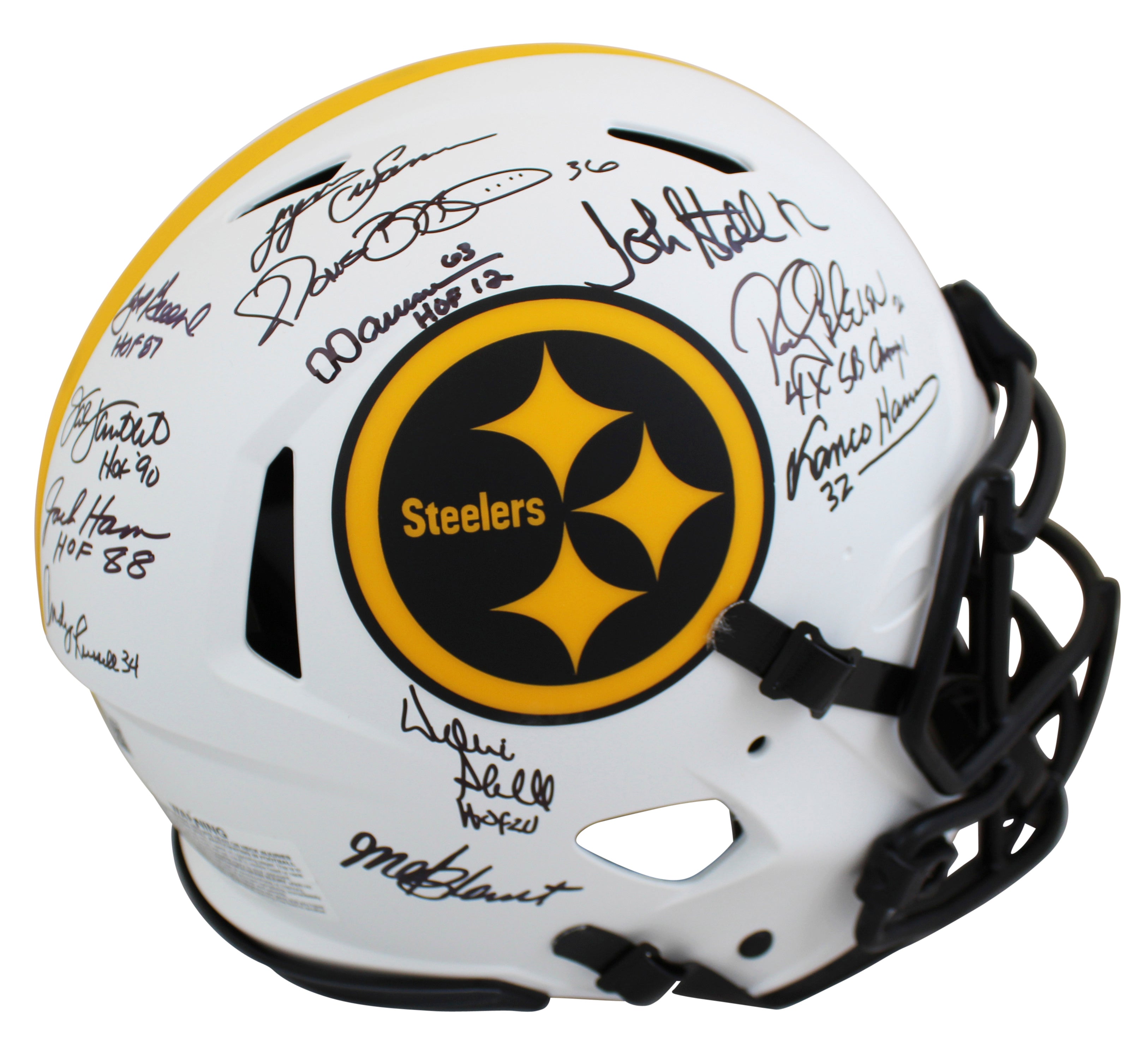 Steelers Greats (12) Signed Lunar Full Size Speed Proline Helmet W/ Case BAS Wit