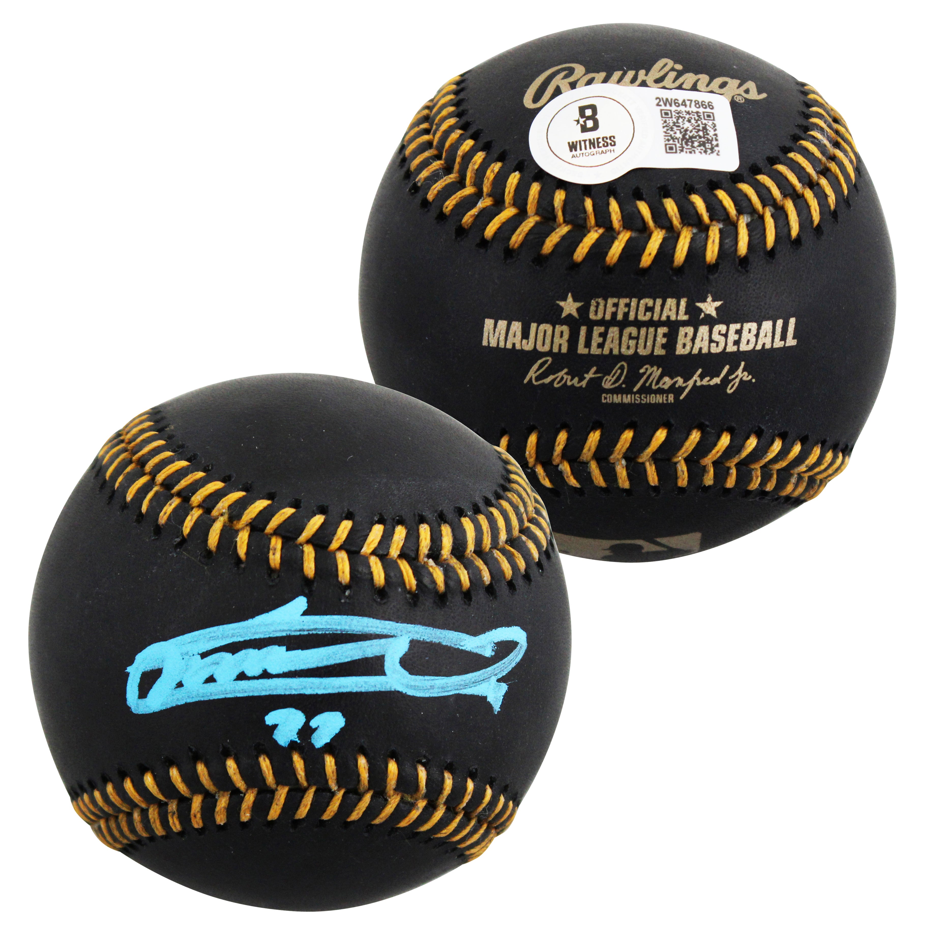 Blue Jays Vladimir Guerrero Jr. Signed Black OML Baseball W/ Case BAS Witnessed