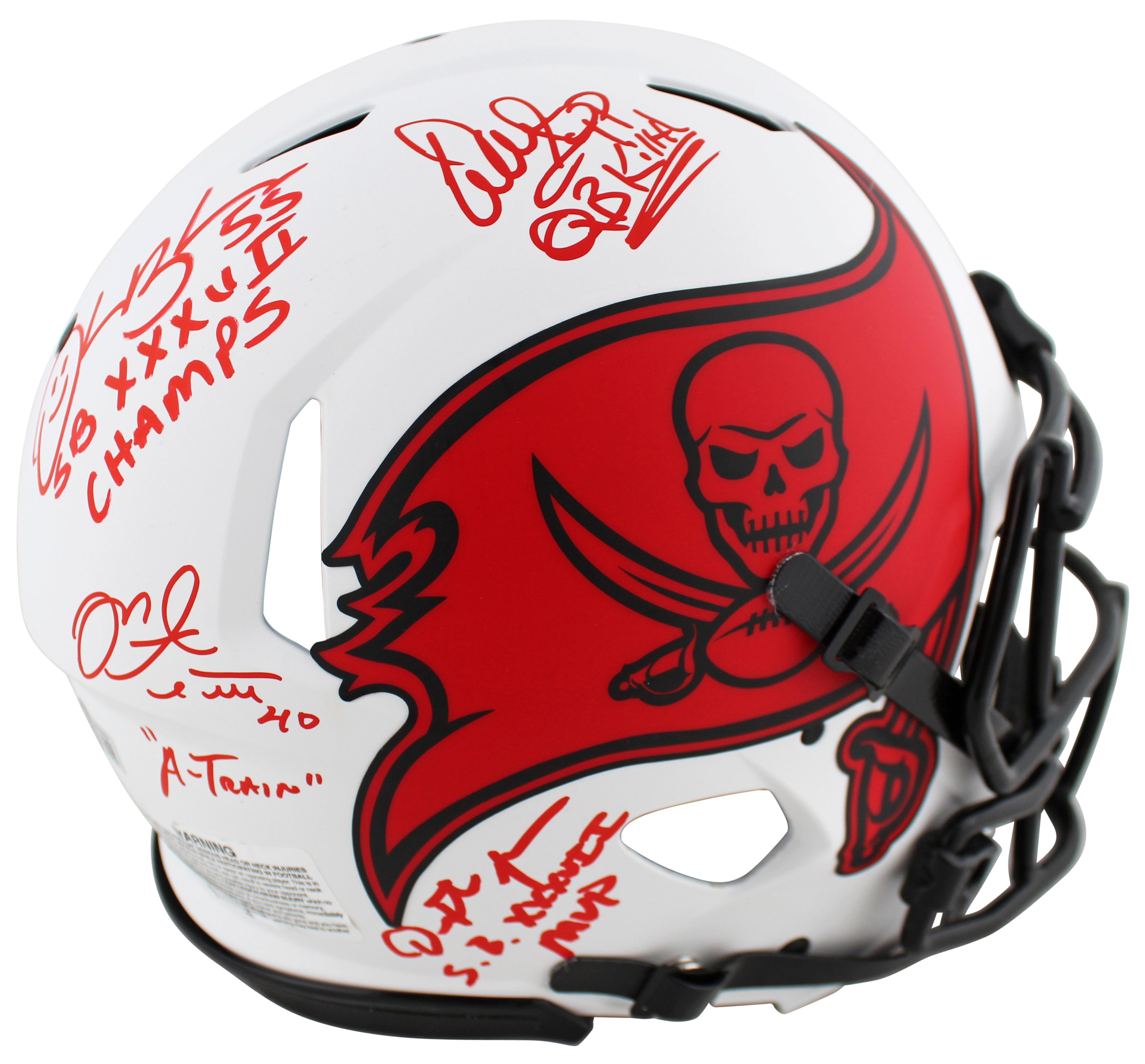 Bucs SB 37 (4) Sapp, Brooks +2 Signed Lunar F/S Speed Proline Helmet W/ Case BAS