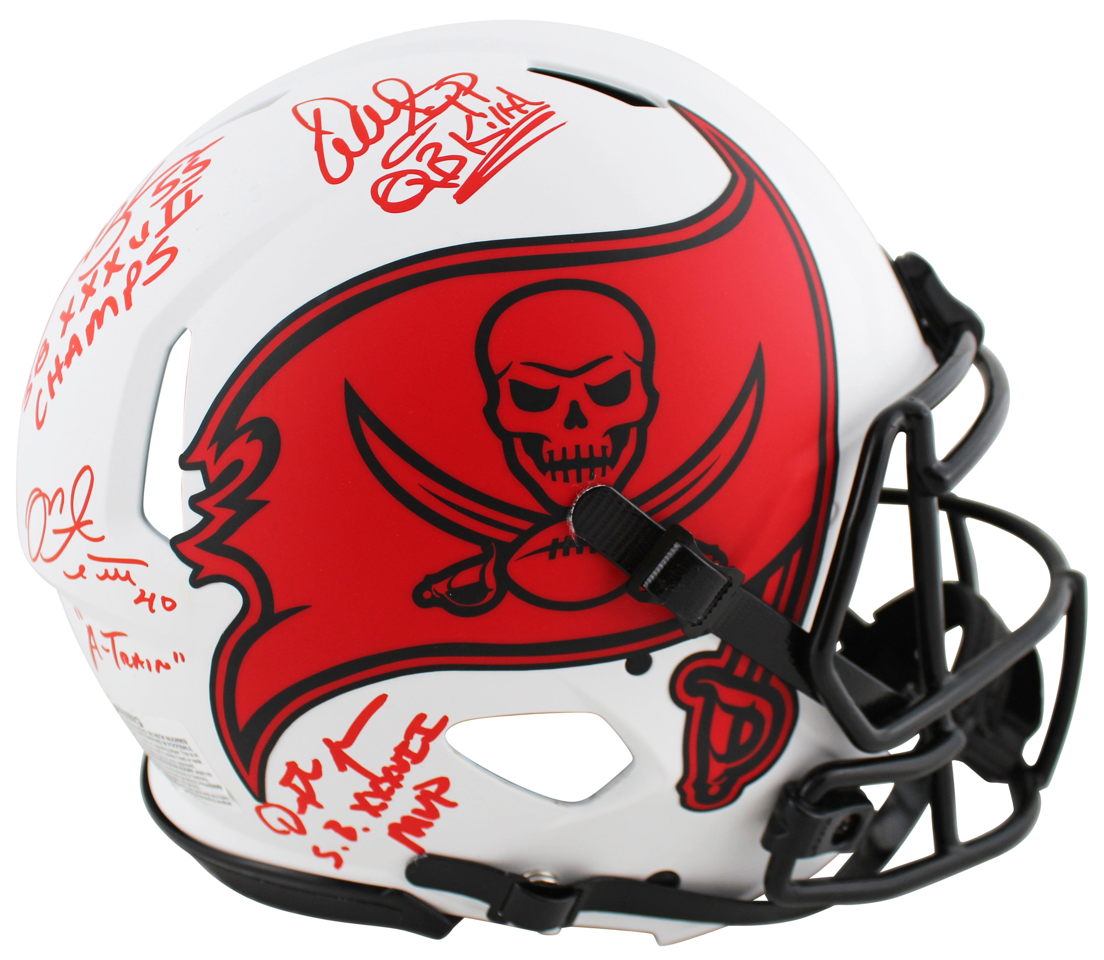 Bucs SB 37 (4) Sapp, Brooks +2 Signed Lunar F/S Speed Proline Helmet W/ Case BAS