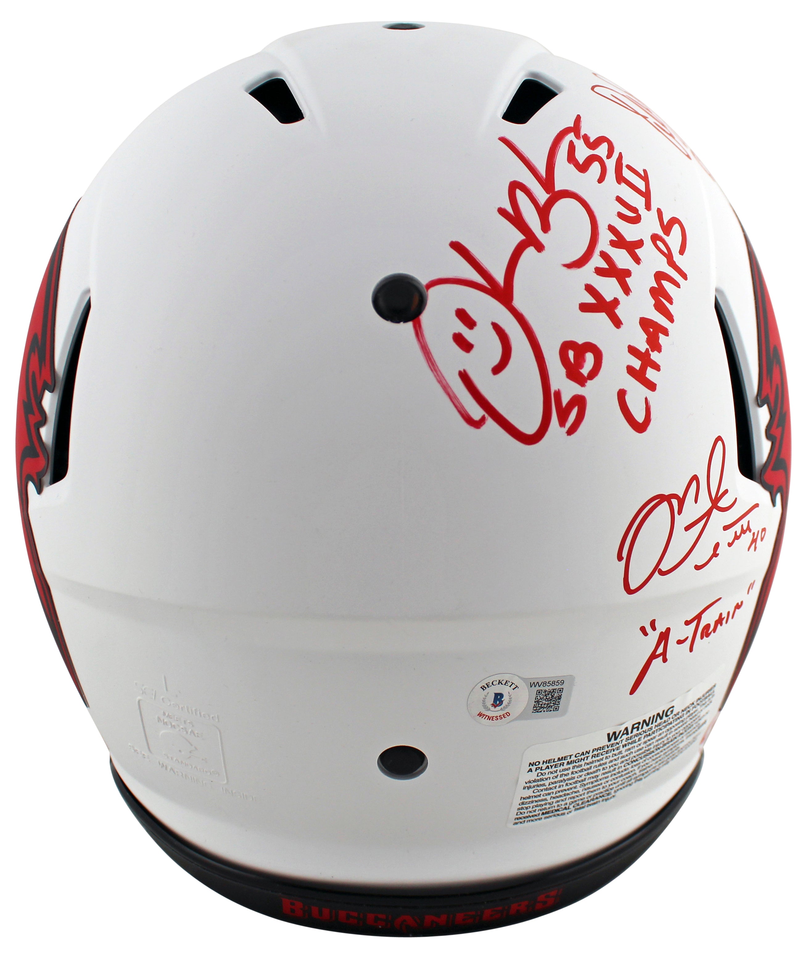 Bucs SB 37 (4) Sapp, Brooks +2 Signed Lunar F/S Speed Proline Helmet W/ Case BAS