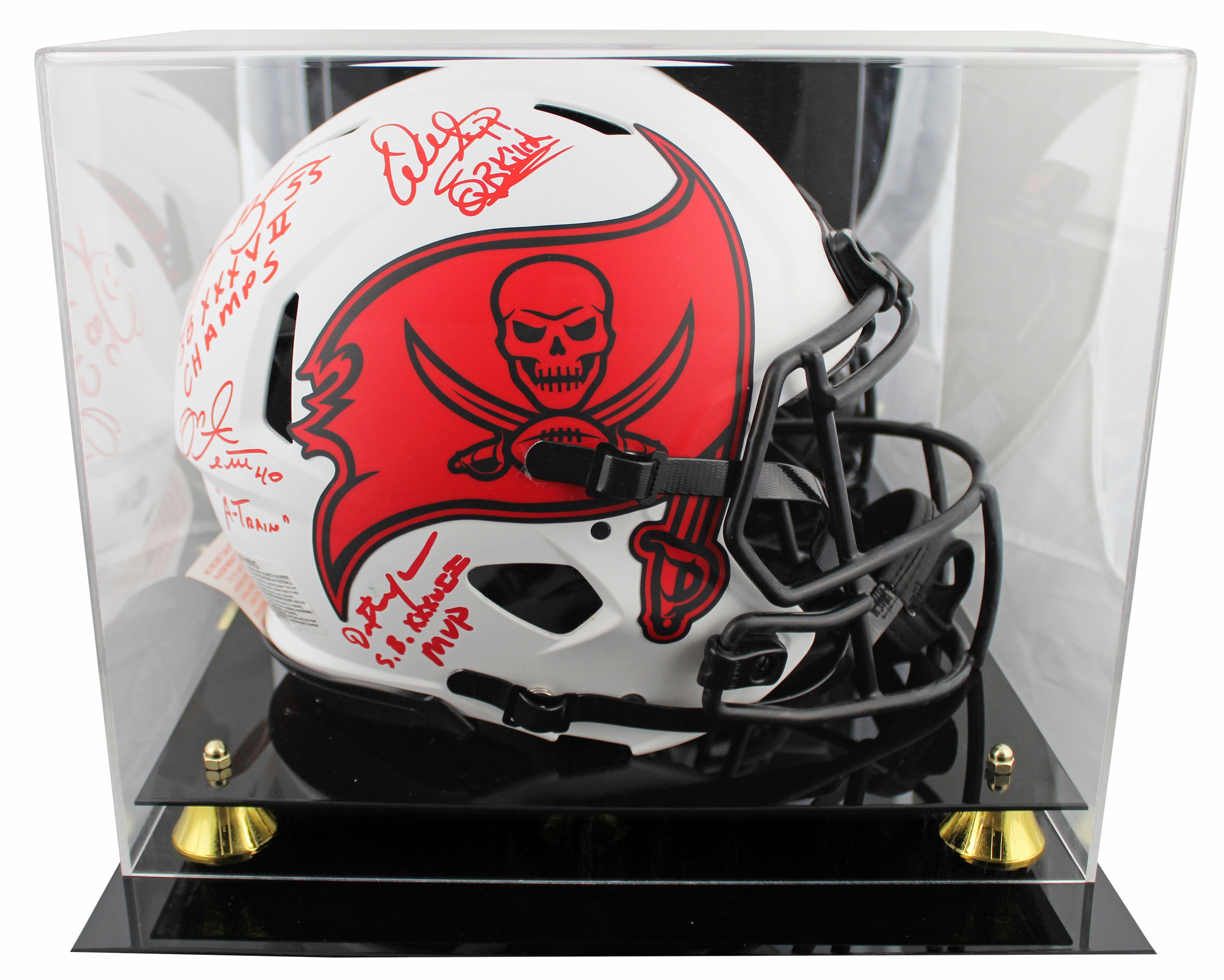 Bucs SB 37 (4) Sapp, Brooks +2 Signed Lunar F/S Speed Proline Helmet W/ Case BAS