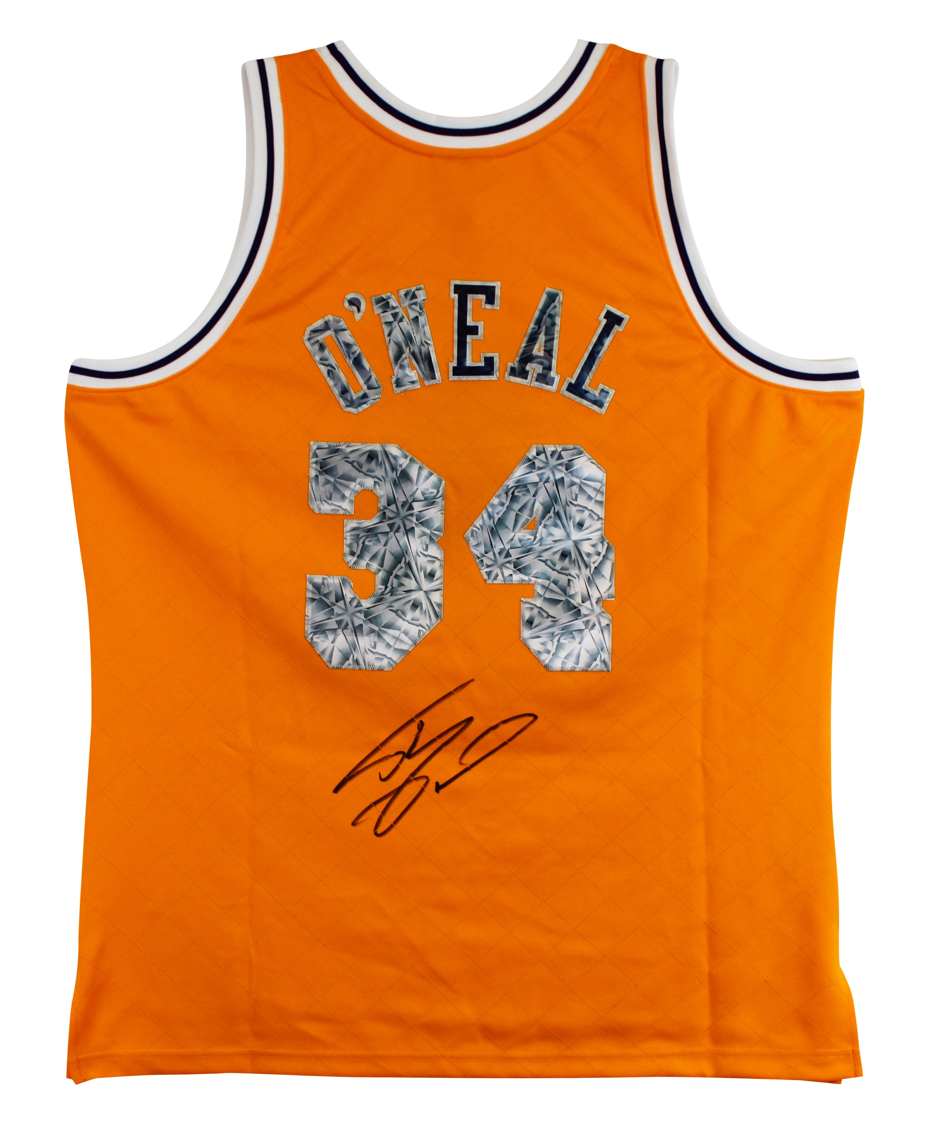 Lakers Shaquille O'Neal Signed Yellow 75th Anniv. M&N TB HWC Swingman Jersey BAS