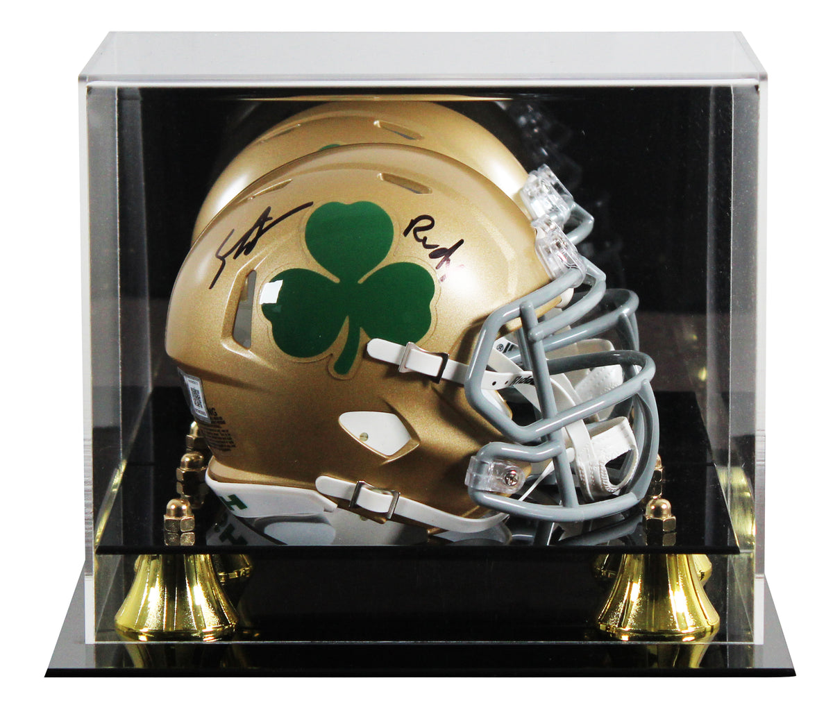 Notre Dame Sean Astin "Rudy" Signed Shamrock Speed Mini Helmet W/ Case BAS Wit