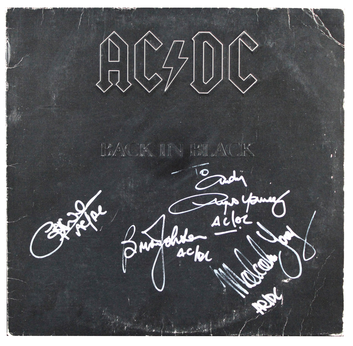 AC/DC (4) Young, Johnson +2 Signed Back In Black Album W/ Vinyl BAS #AE47871