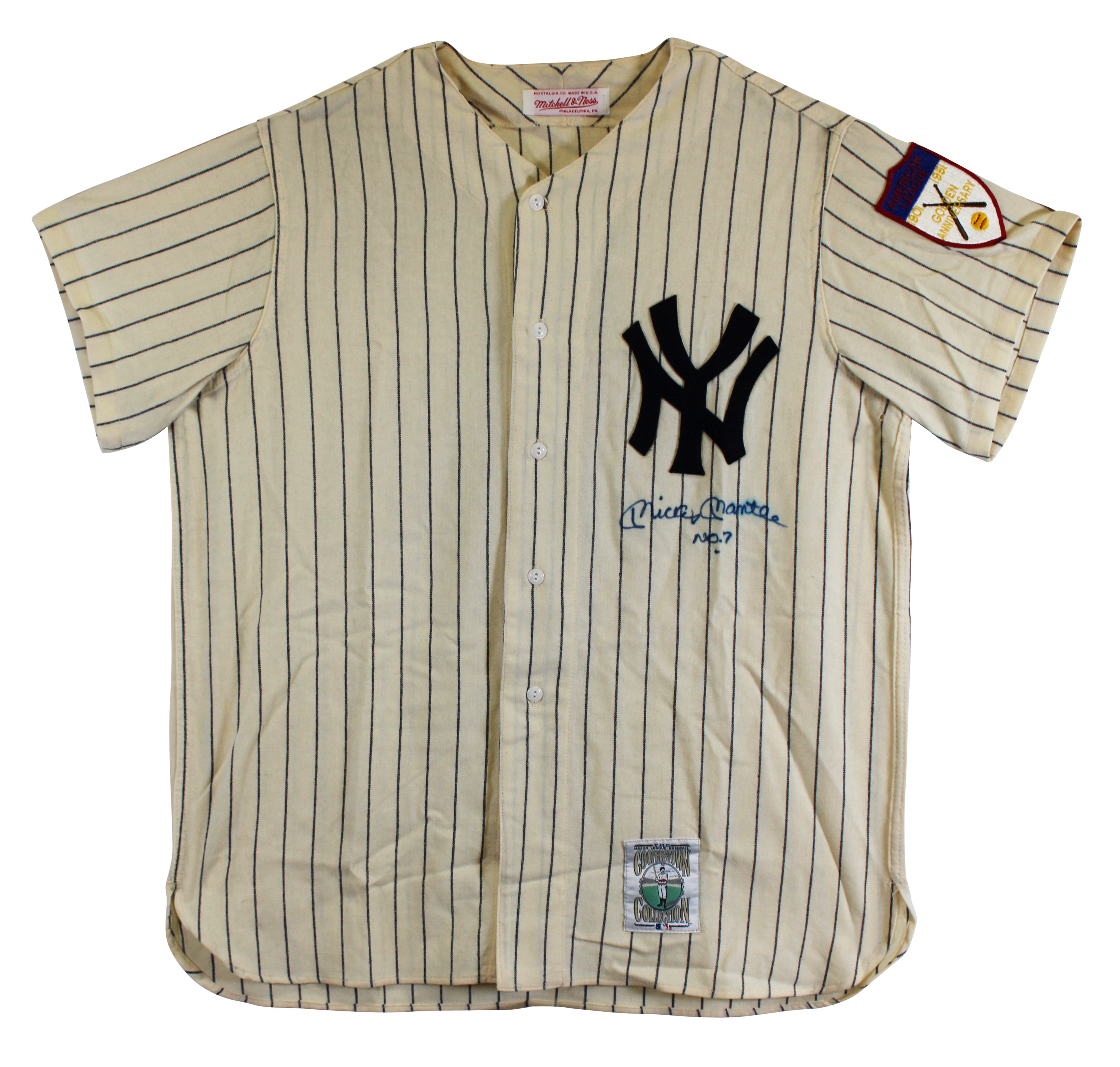 Yankees Mickey Mantle "No. 7" Authentic Signed M&N Pinstripe Jersey BAS #AE13532