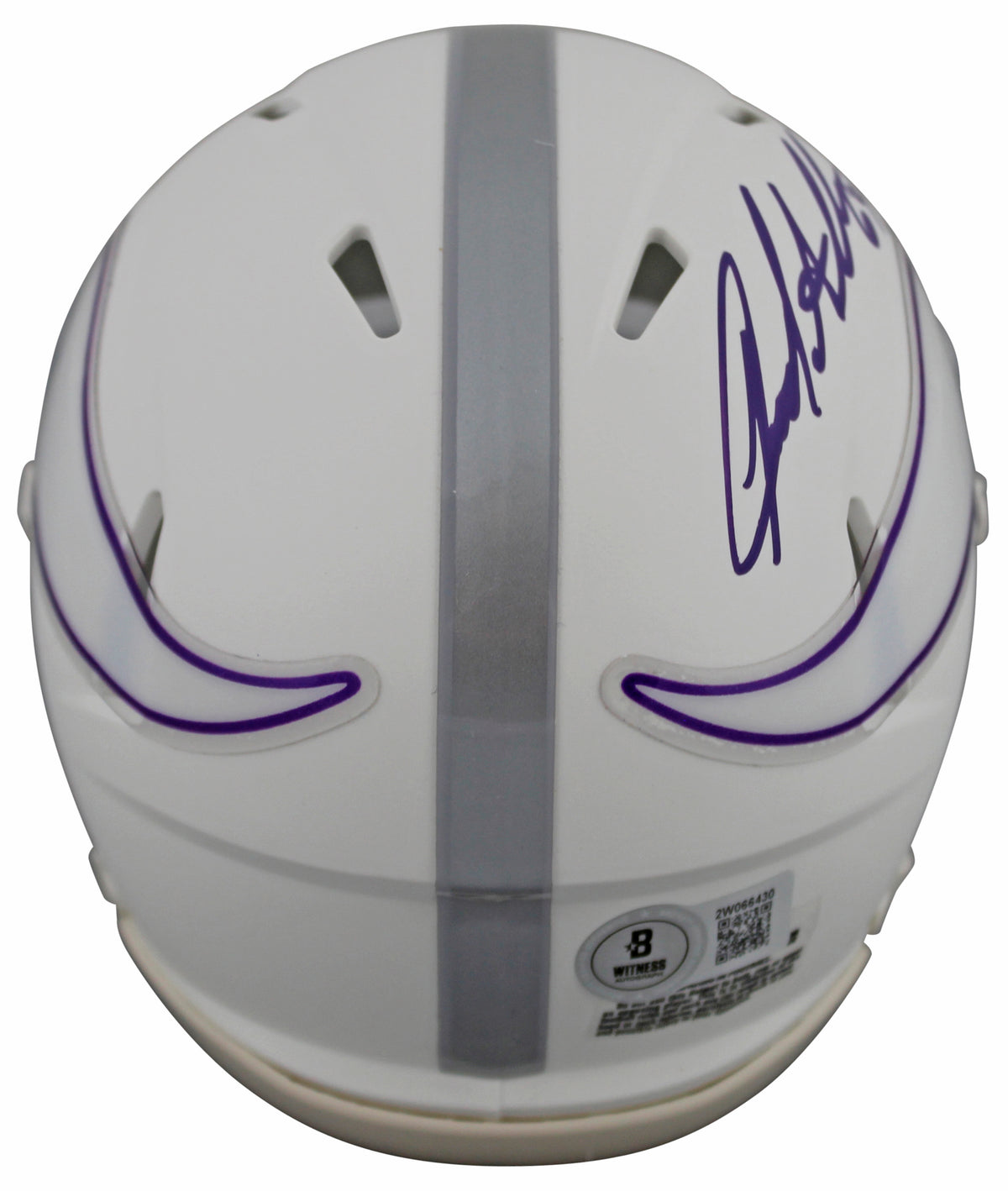 Vikings Jared Allen Signed 2024 On Field Alt Speed Mini Helmet W/ Case BAS Wit