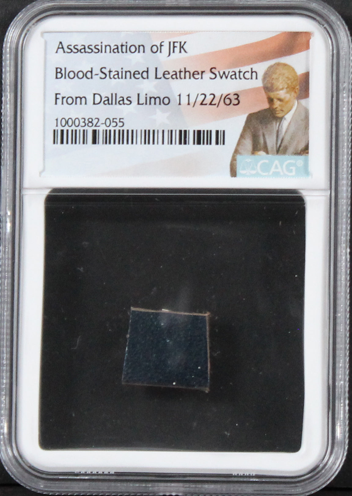 John F. Kennedy Blood Stained Leather Swatch From Limo 1963 Assassination CAG