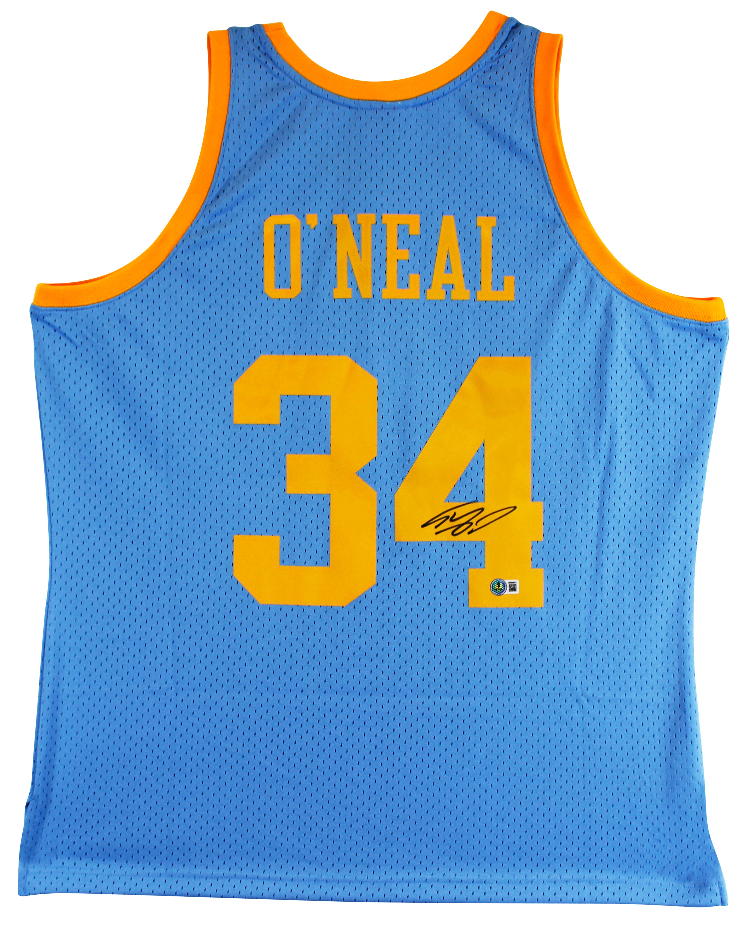 Lakers Shaquille O'Neal Authentic Signed Blue 2001-02 TB M&N HWC Jersey BAS Wit