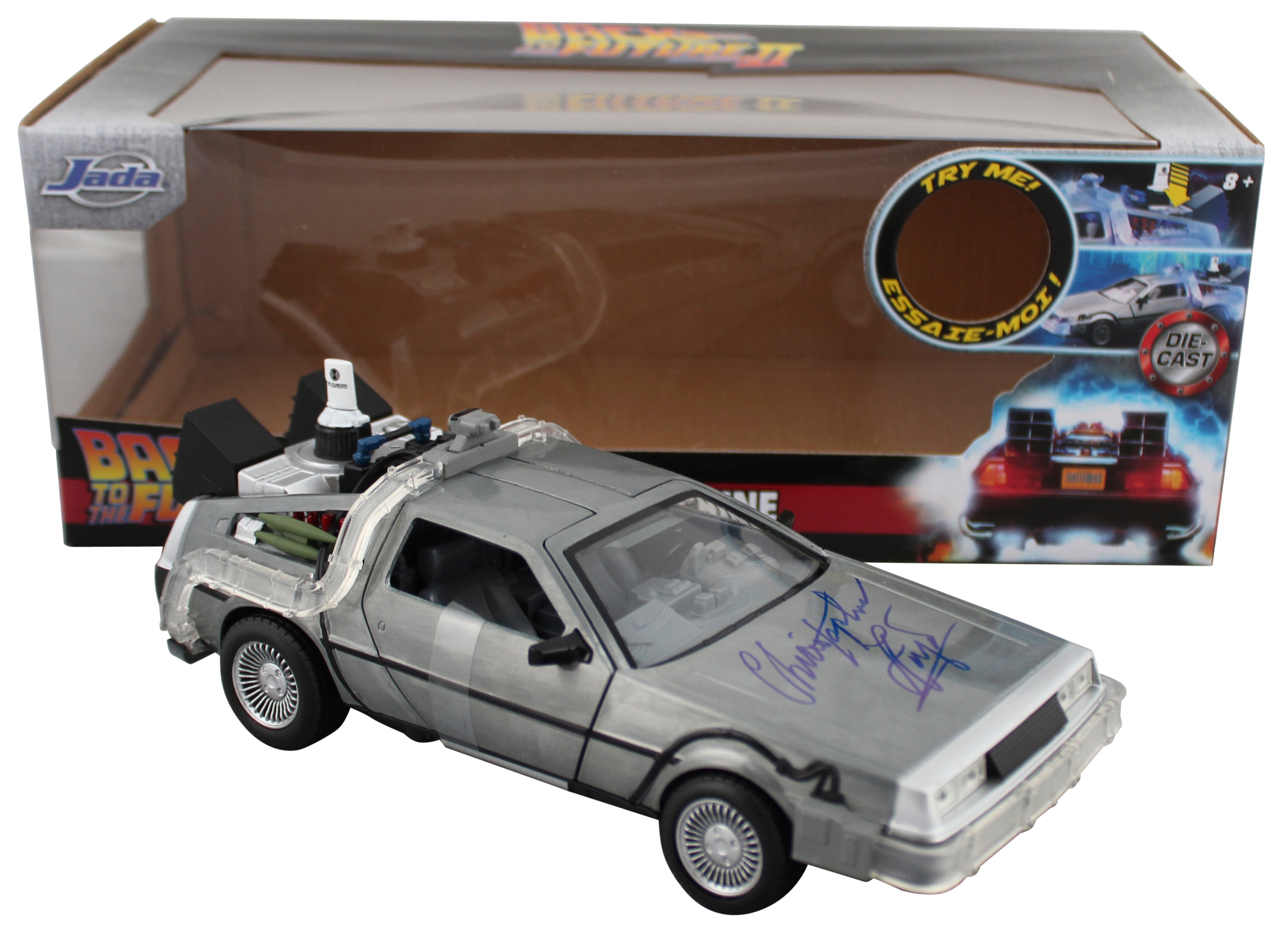 Christopher Lloyd Back To The Future II Signed 1:24 Die Cast DeLorean BAS Wit