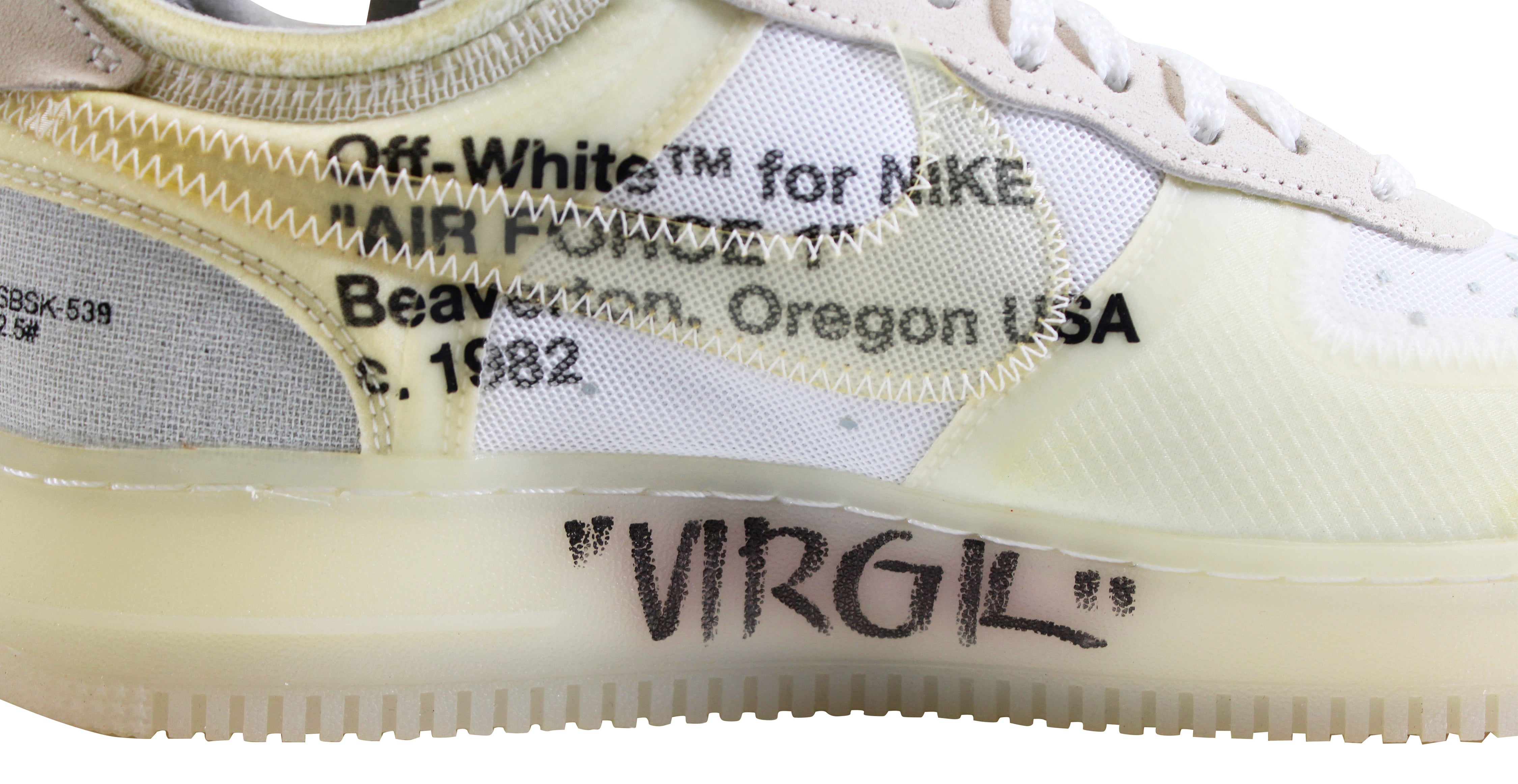 Virgil Abloh Signed 2017 Nike Off White Air Force 1 Low "The Ten" Shoes BAS LOA