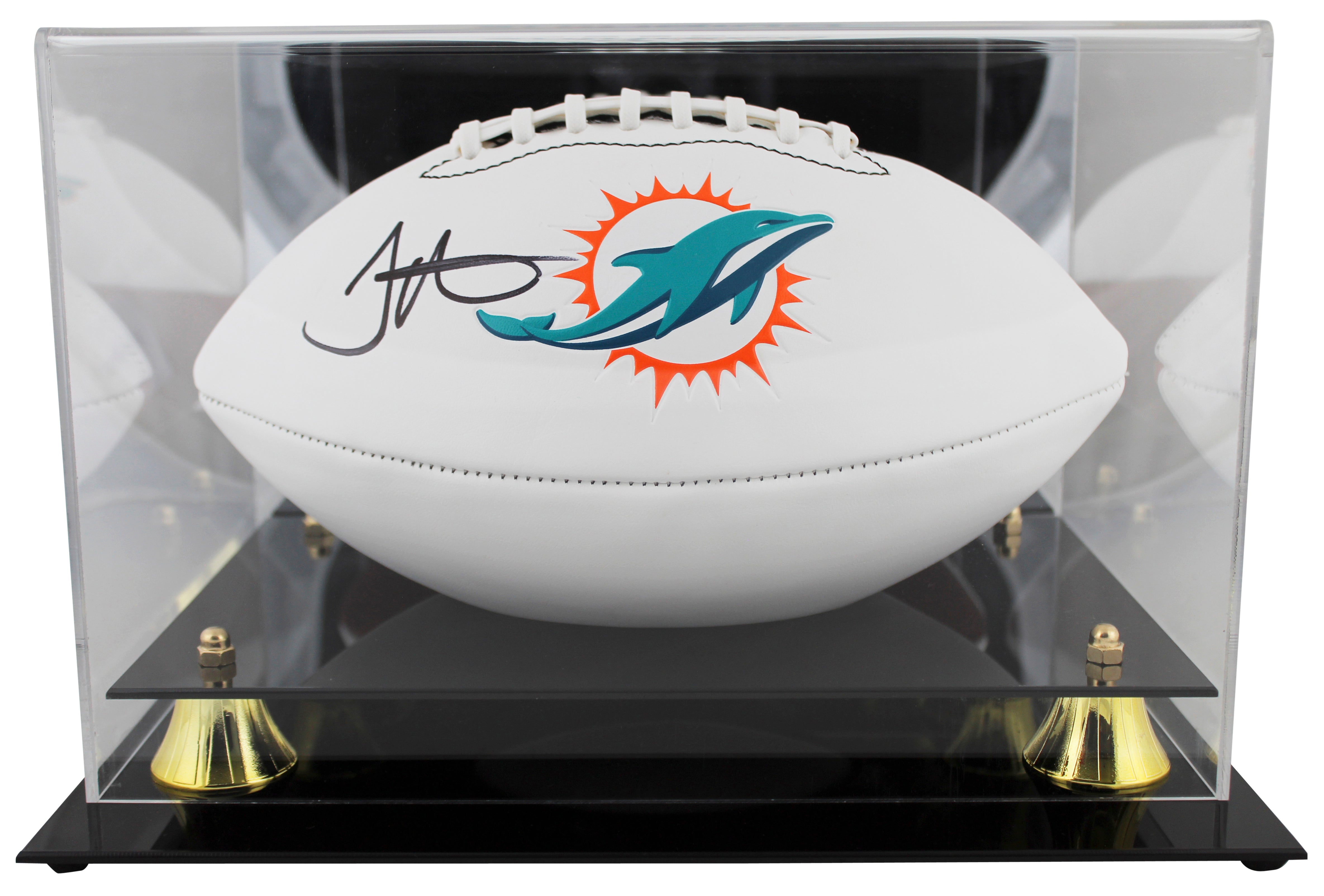 Dolphins Tyreek Hill Signed White Panel Logo Football W/ Case BAS Witnessed
