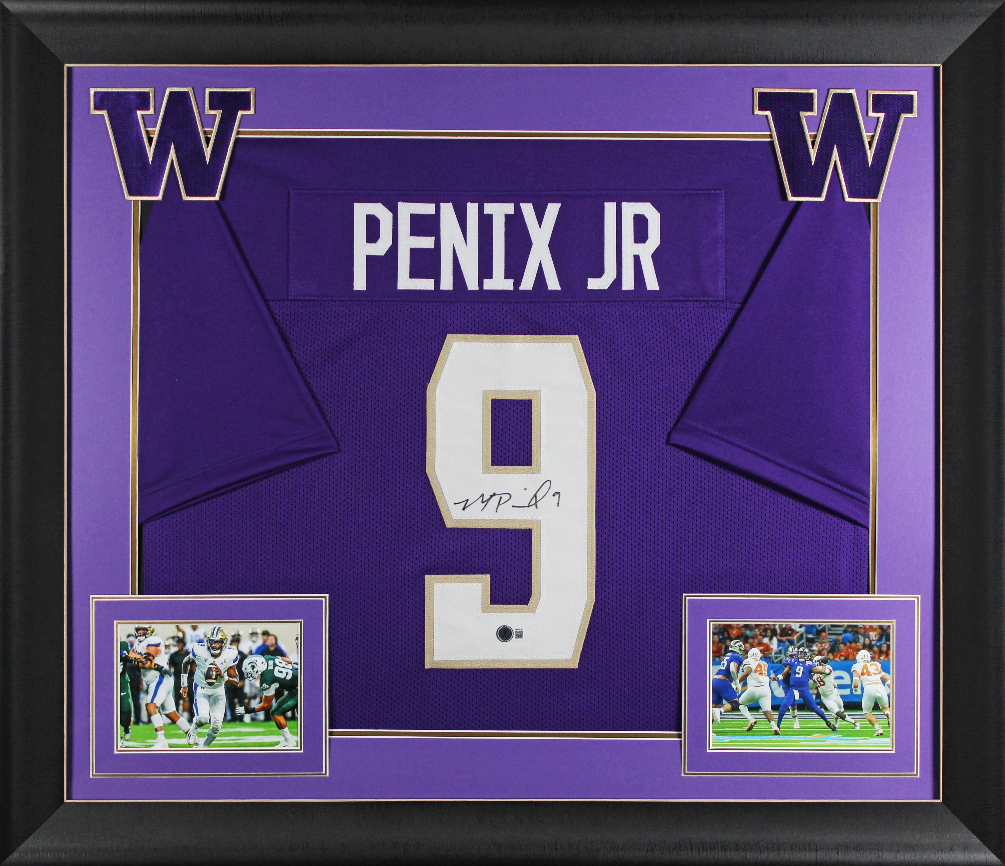 Washington Michael Penix Jr. Signed Purple Pro Style Framed Jersey BAS Witness 2