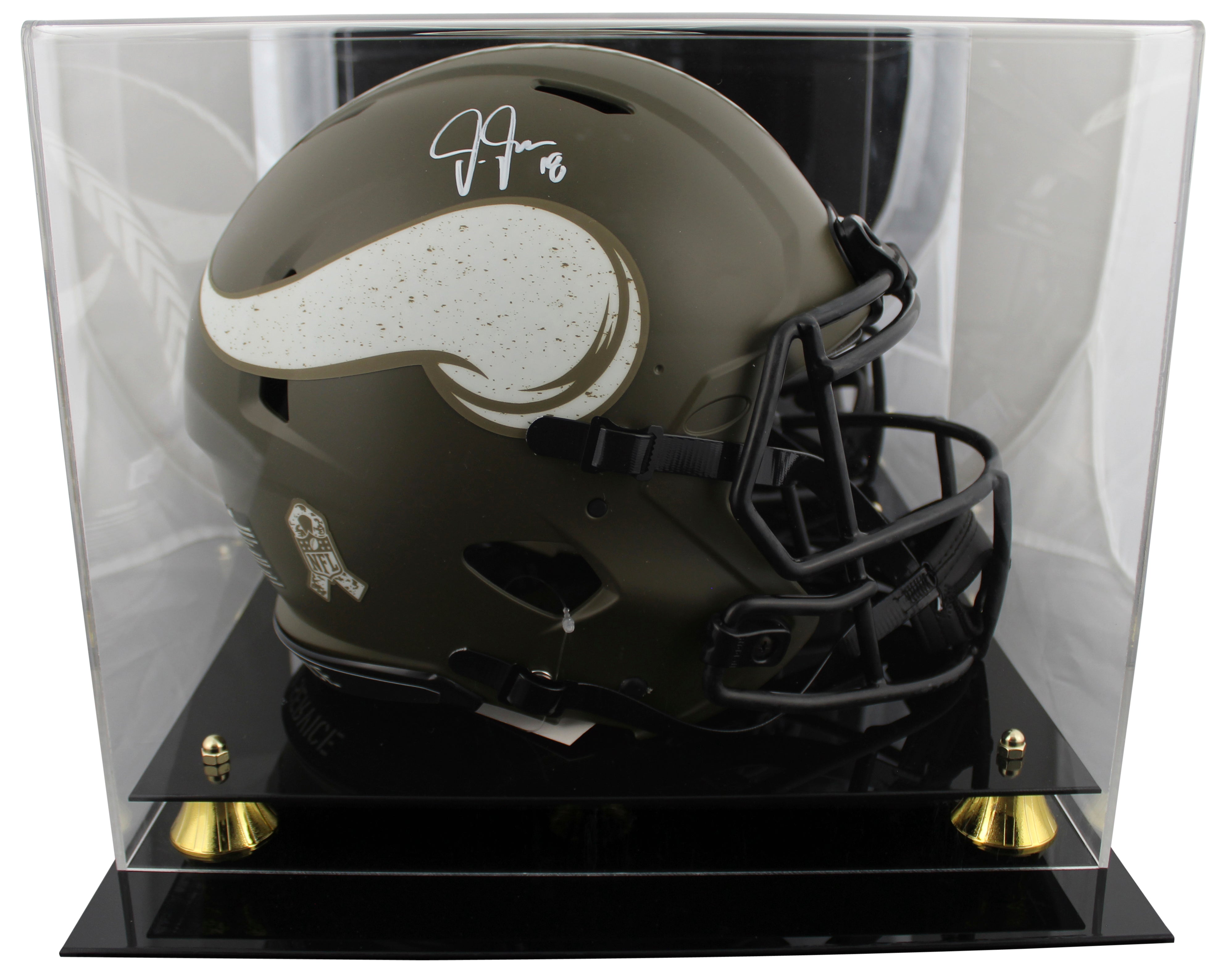 Vikings Justin Jefferson Signed STS F/S Speed Proline Helmet W/ Case BAS Witness