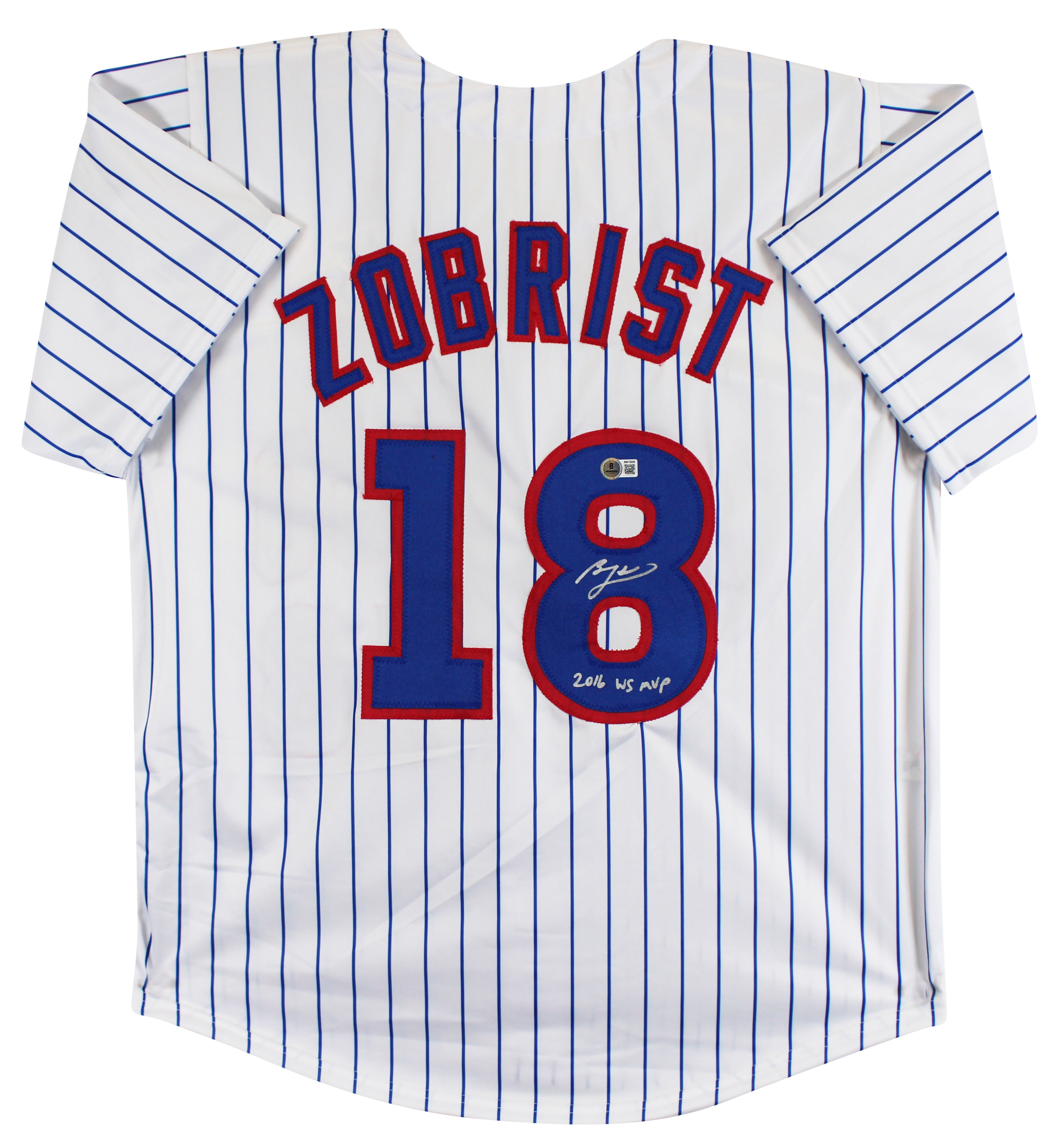 Ben Zobrist "16 WS MVP" Authentic Signed White Pinstripe Pro Style Jersey BAS