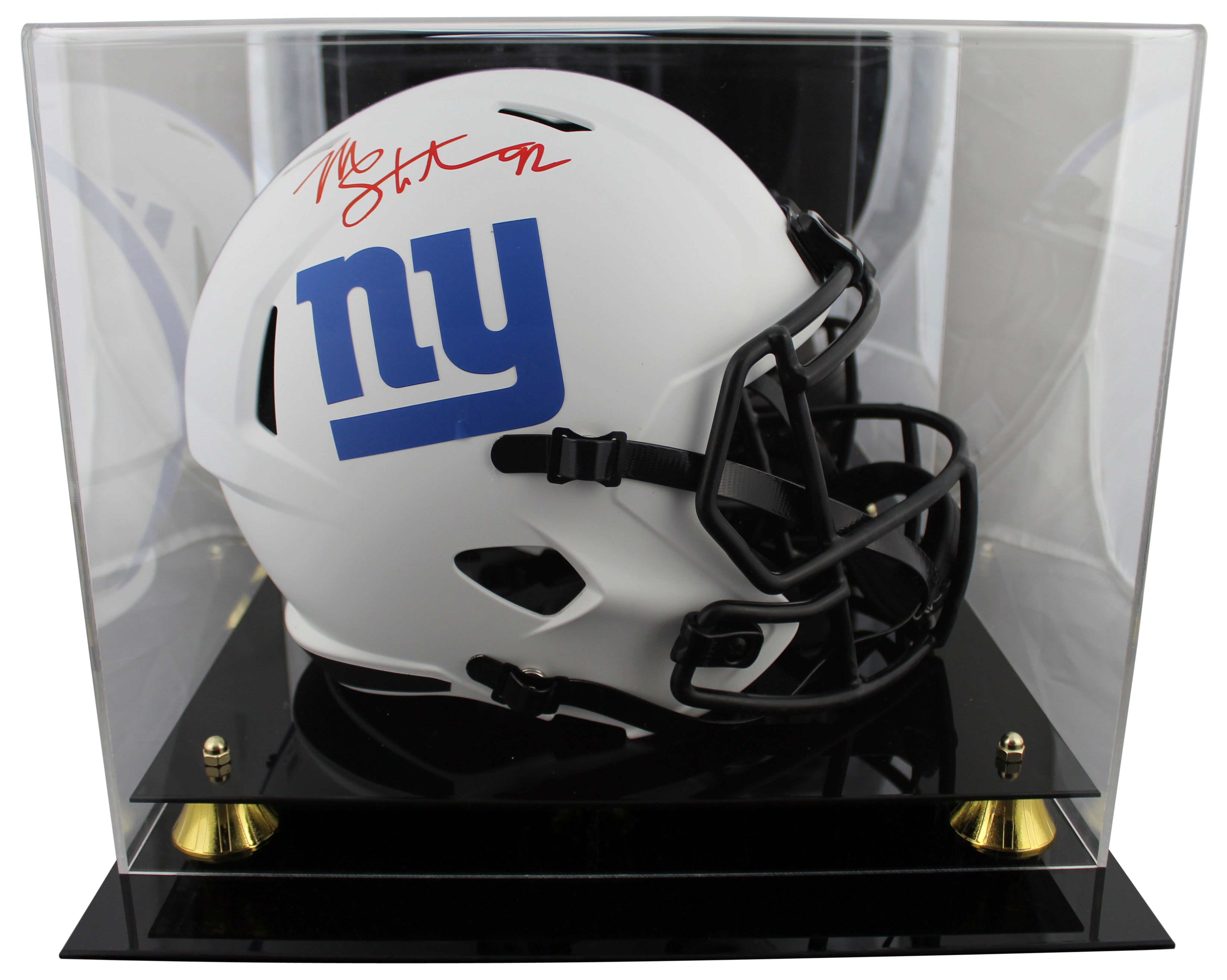 Giants Michael Strahan Signed Lunar Full Size Speed Rep Helmet W/ Case BAS Wit