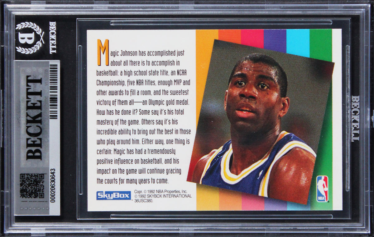 Lakers Magic Johnson Signed 1992 Skybox Card Auto Grade Gem Mint 10! BAS Slabbed