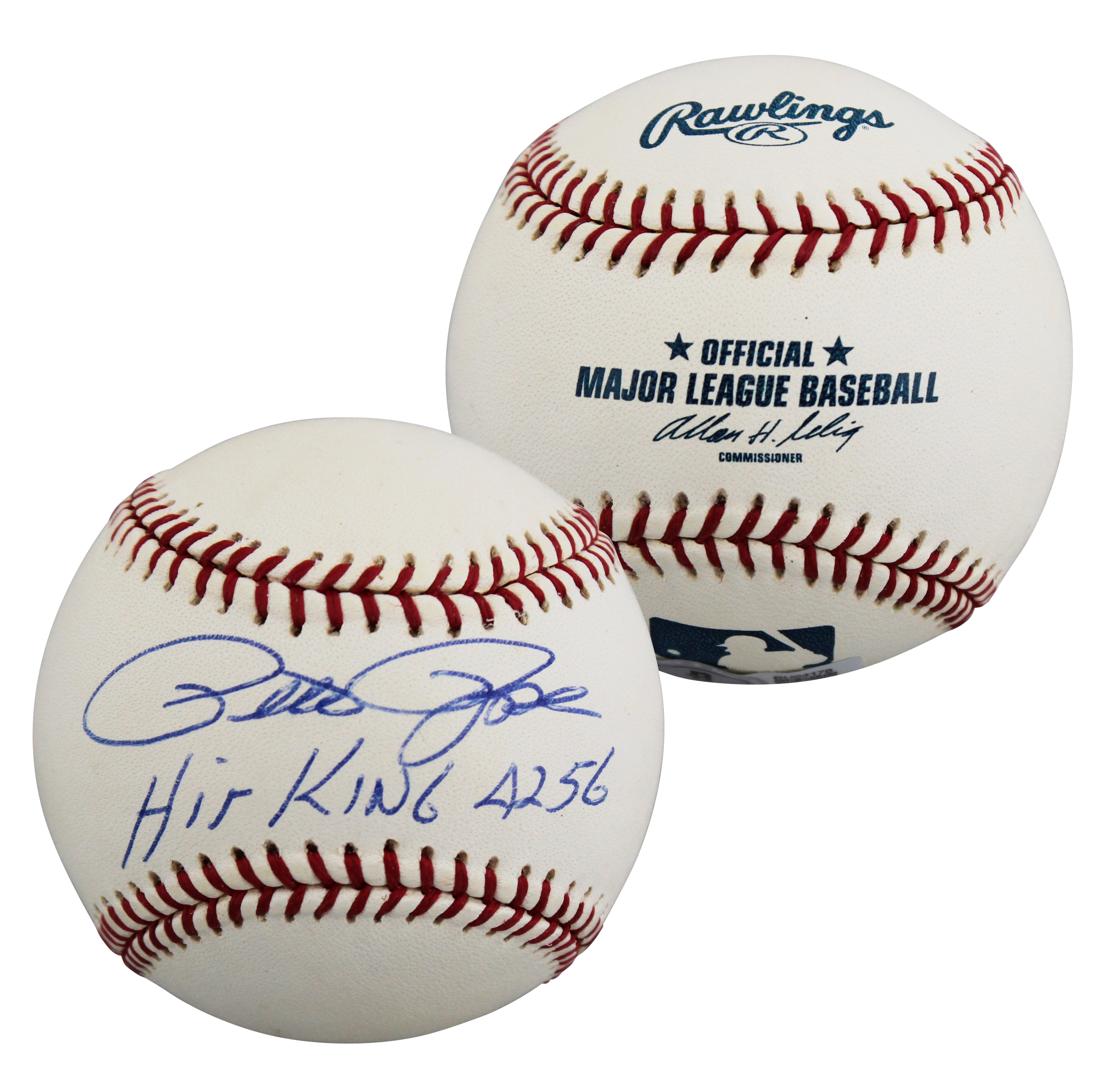 Reds Pete Rose "Hit King 4256" Authentic Signed Selig OML Baseball BAS #BU64178