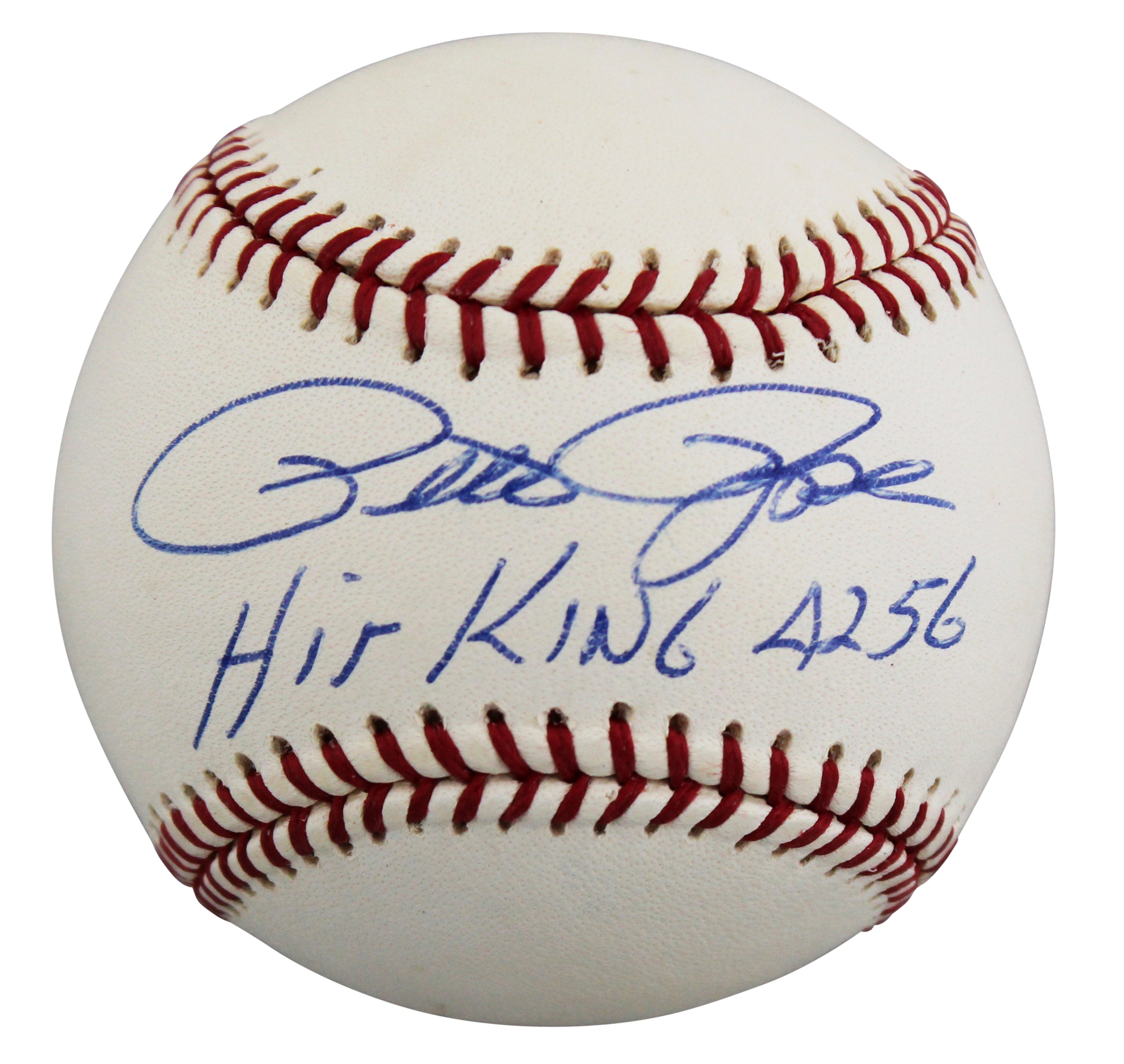 Reds Pete Rose "Hit King 4256" Authentic Signed Selig OML Baseball BAS #BU64178