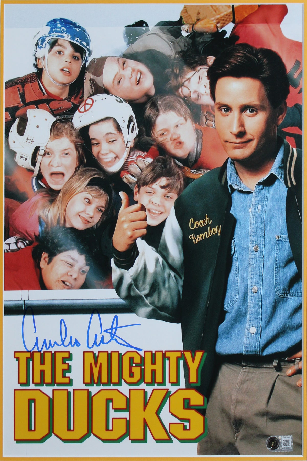 Emilio Estevez The Mighty Ducks Signed Framed 12x18 MMP Photo BAS Witnessed