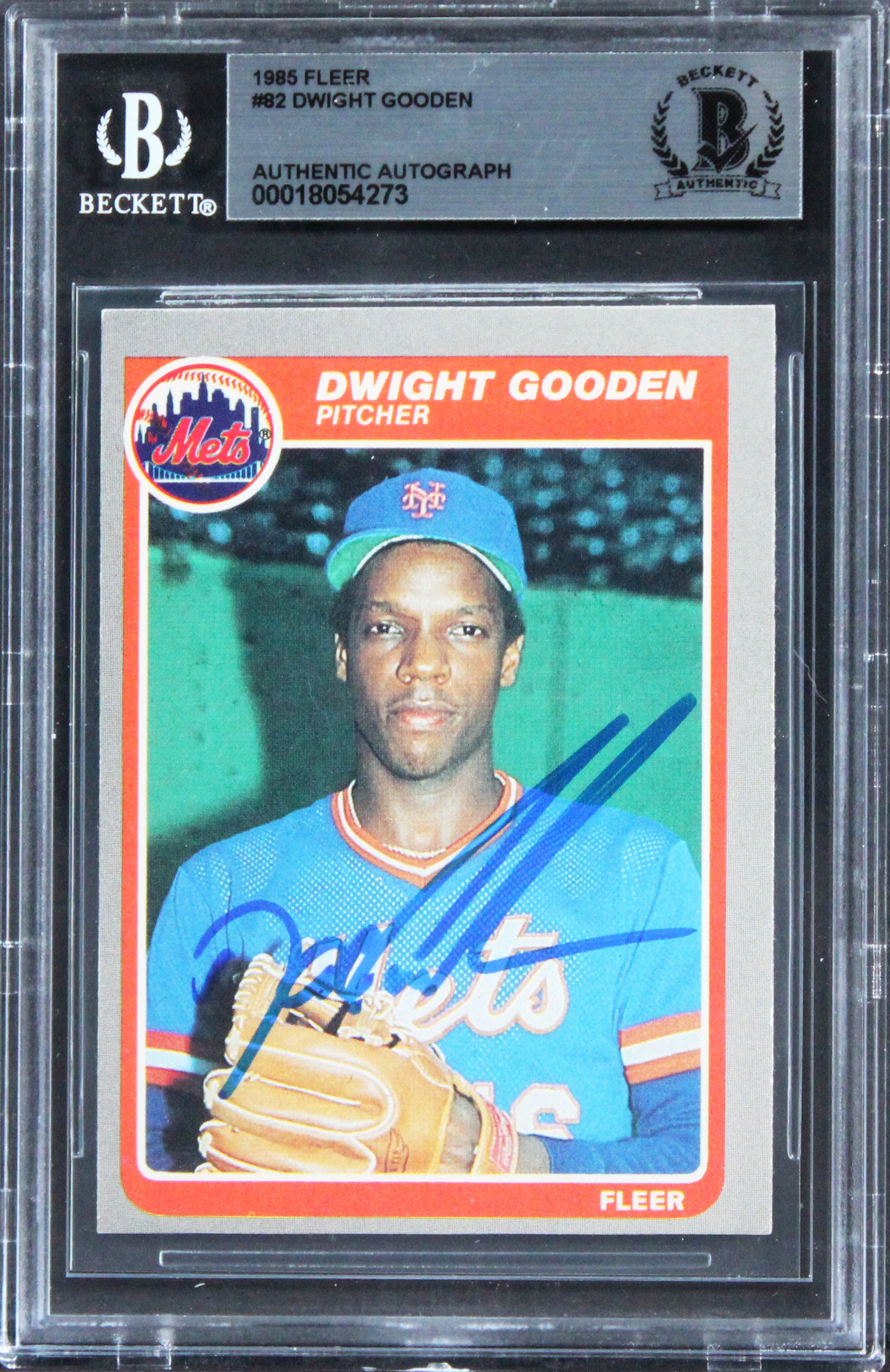 Mets Dwight Gooden Authentic Signed 1985 Fleer #82 Rookie Card BAS Slabbed