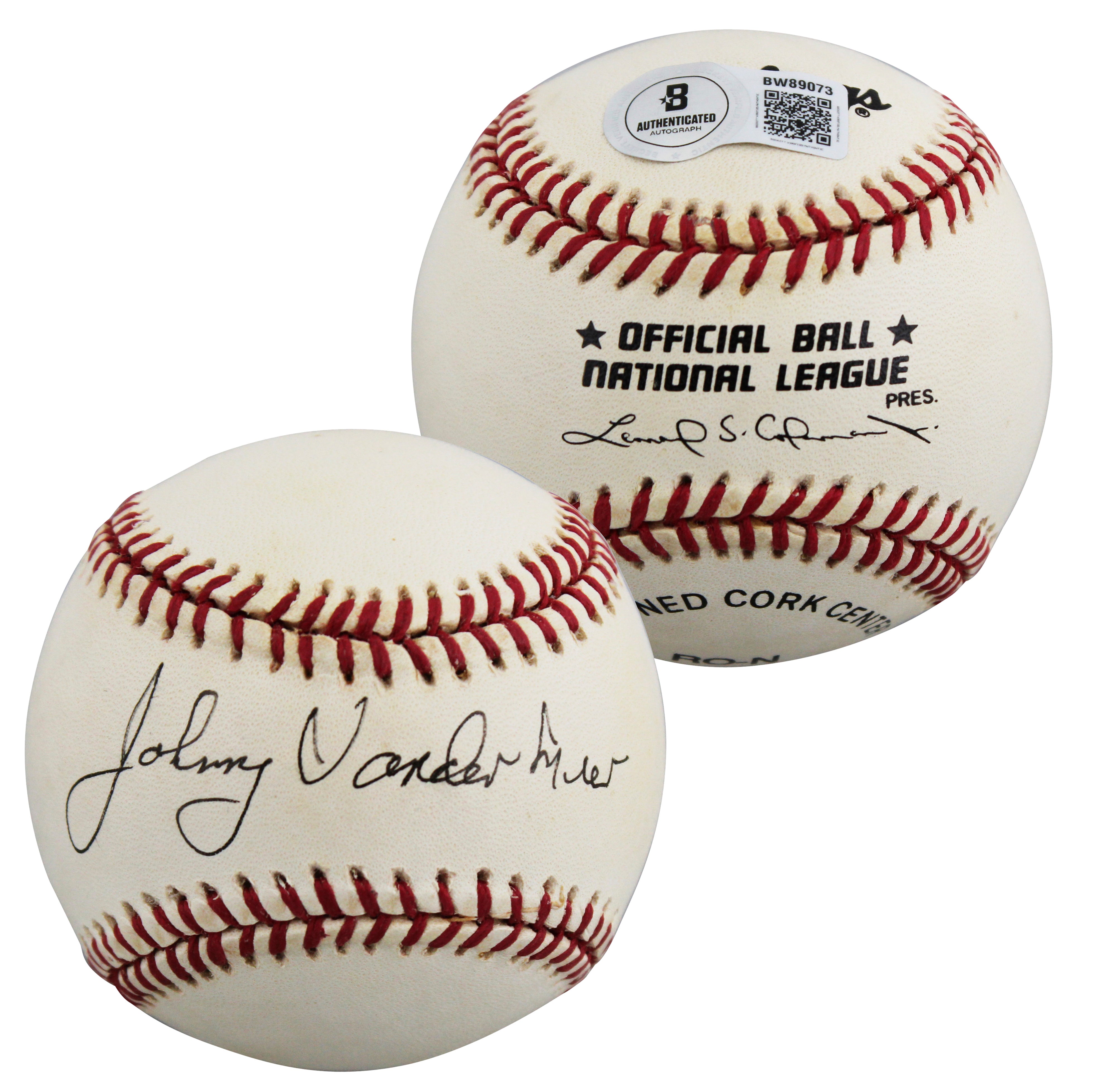 Reds Johnny Vander Meer Authentic Signed Coleman ONL Baseball BAS #BW89073