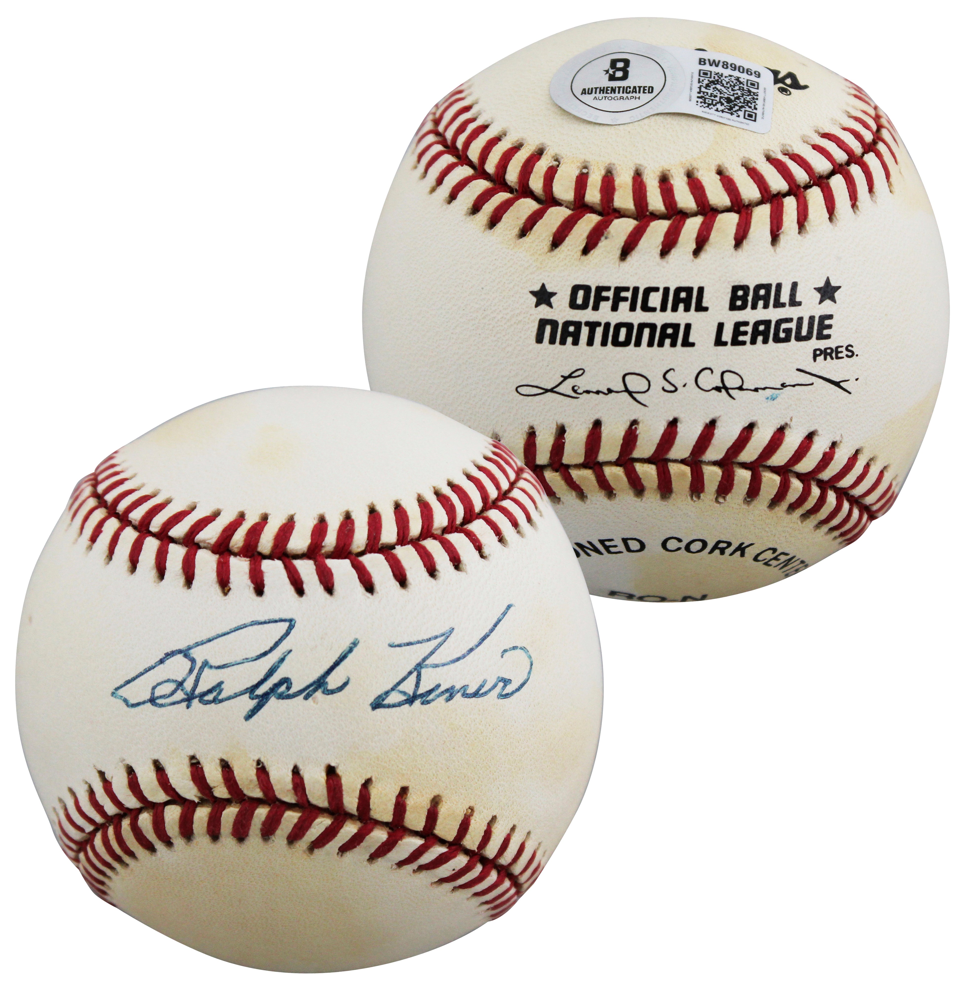 Pirates Ralph Kiner Authentic Signed Leonard Coleman ONL Baseball BAS #BW89069