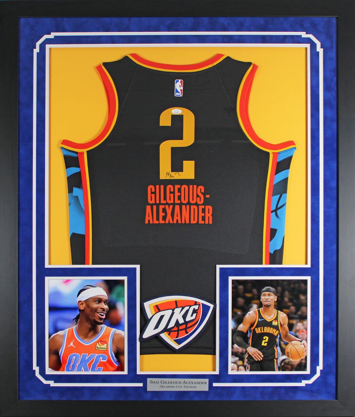 Thunder Shai Gilgeous-Alexander Signed Black Nike Framed Jersey BAS #AG010119