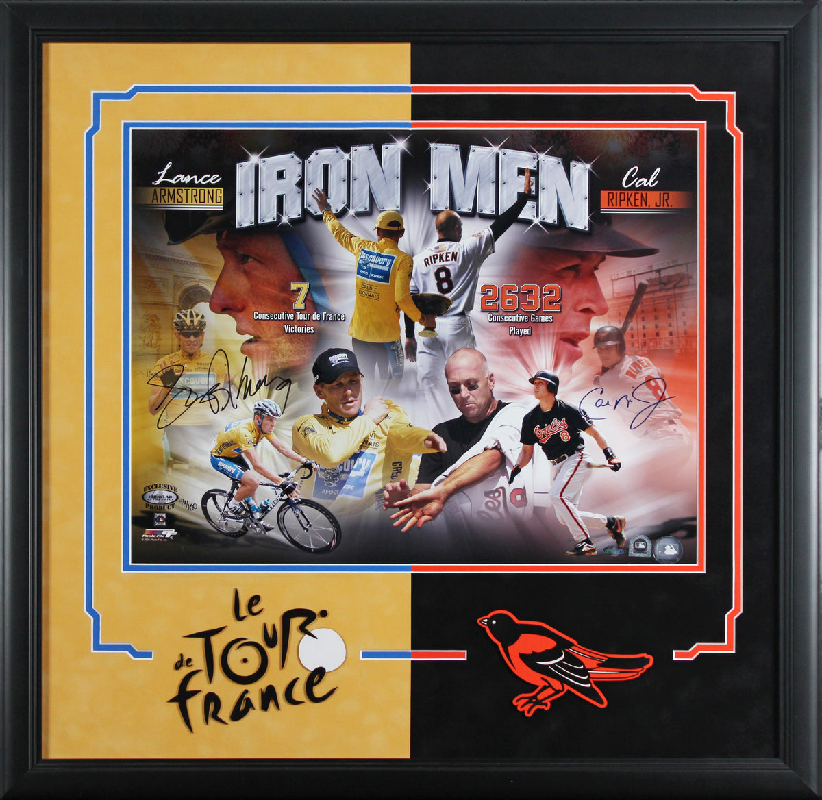 Cal Ripken Jr. & Lance Armstrong Signed 16x20 Framed Photo LE #46/150 BAS LOA