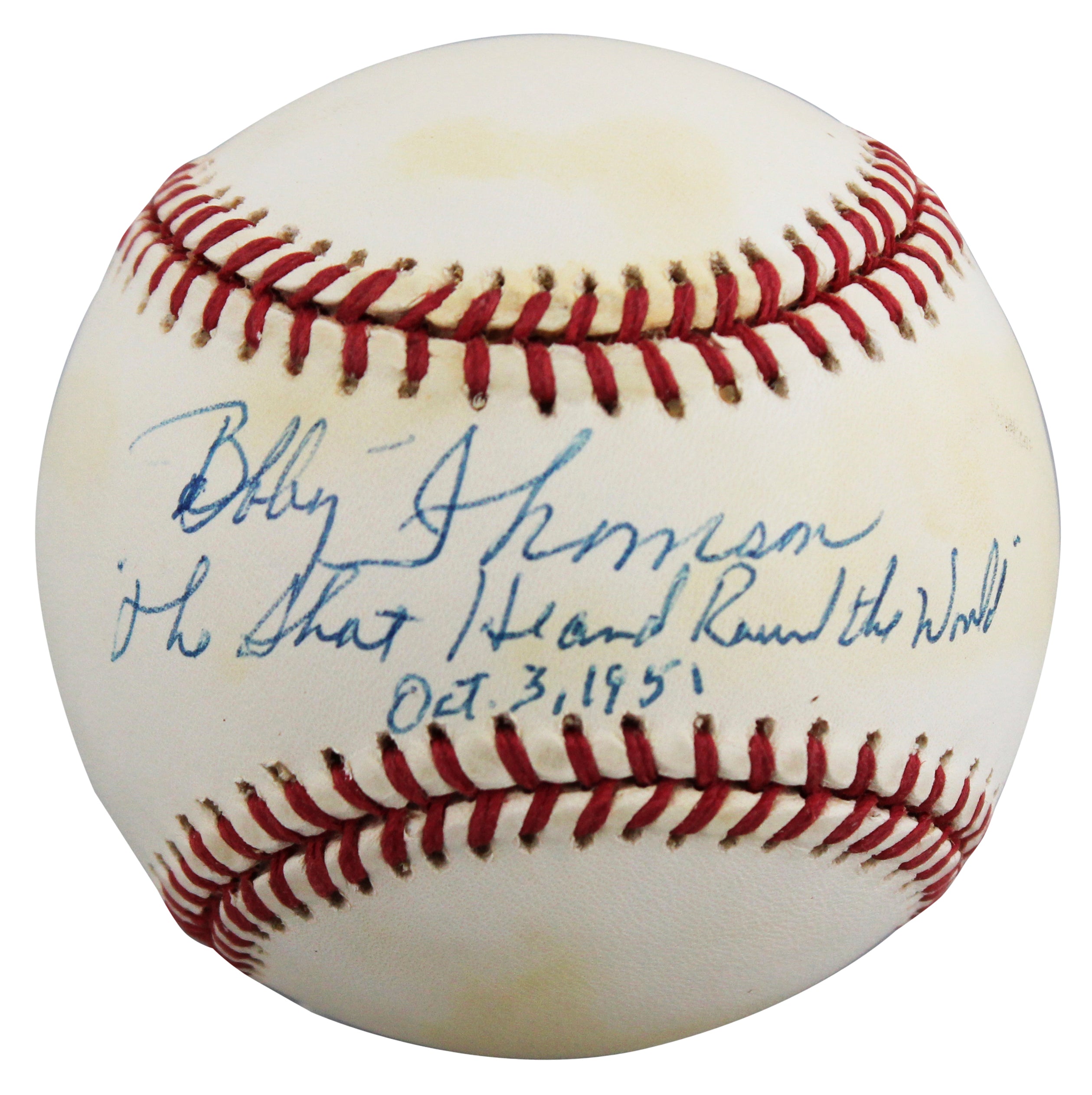 Giants Bobby Thomson "Shot Heard Round the World" Signed Baseball BAS #BW89063