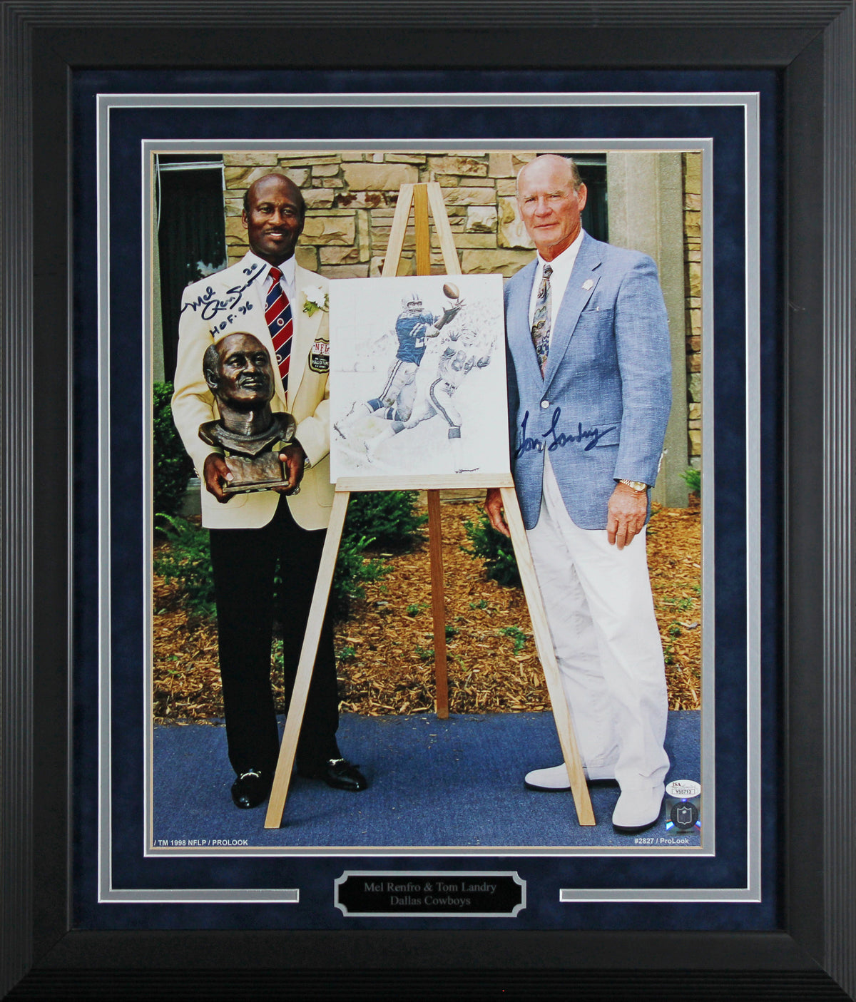 Cowboys Tom Landry & Mel Renfro Signed 16x20 Framed Photo BAS #AG010173