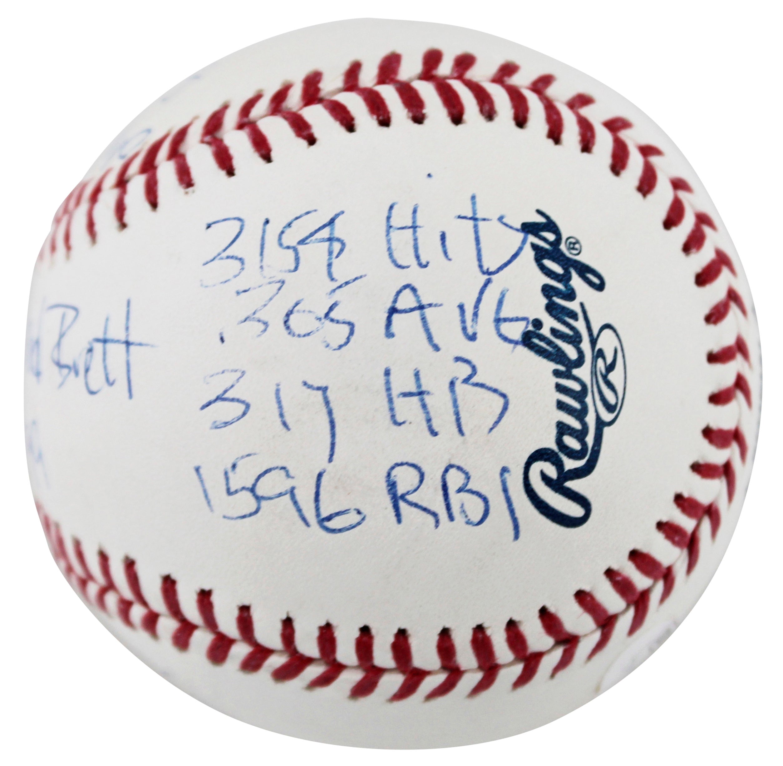Royals George Howard Brett "11x Insc Career Stat" Signed Oml Baseball JSA Wit