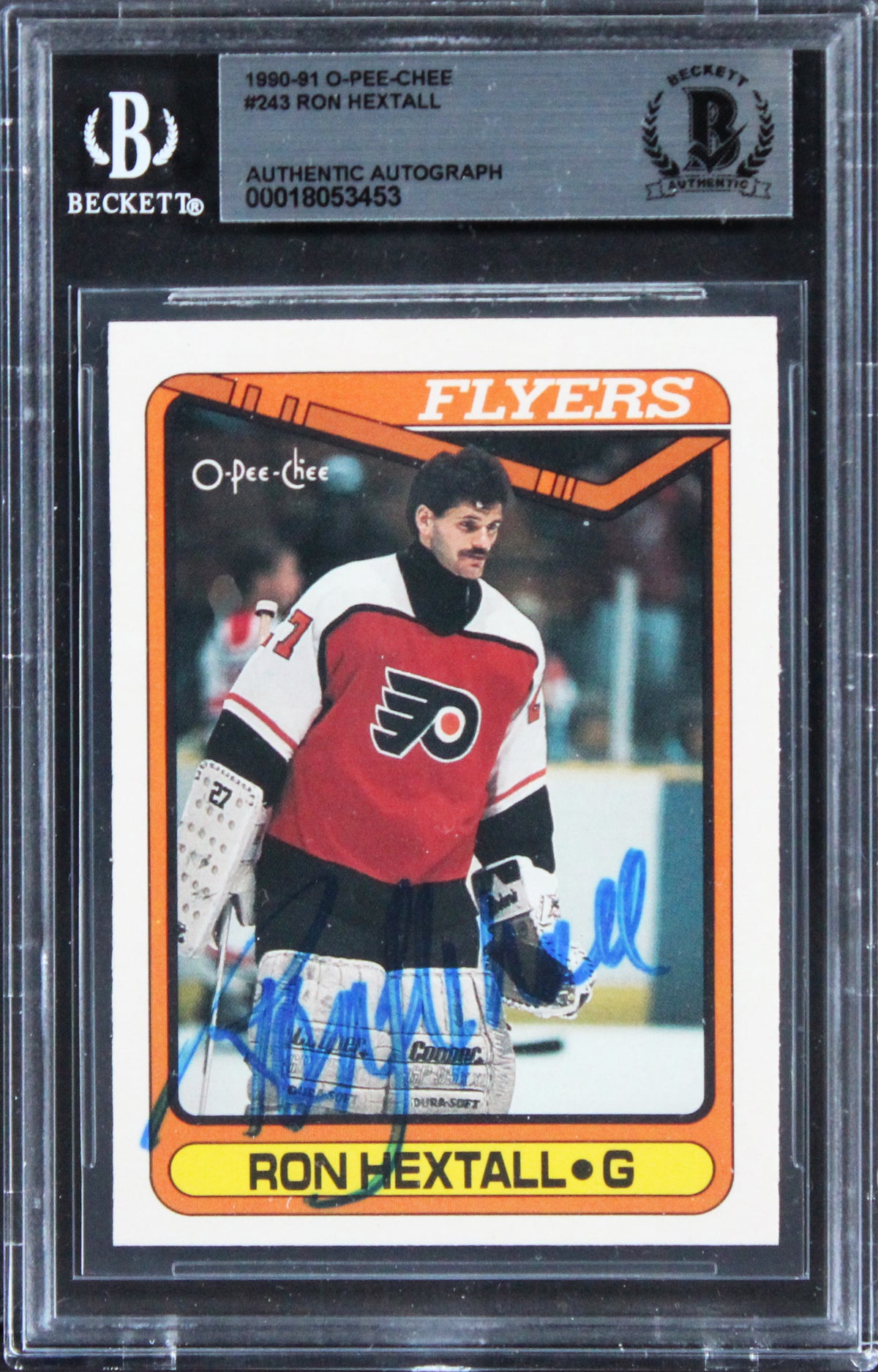 Flyers Ron Hextall Authentic Signed 1990 O-Pee-Chee #243 Card BAS Slabbed