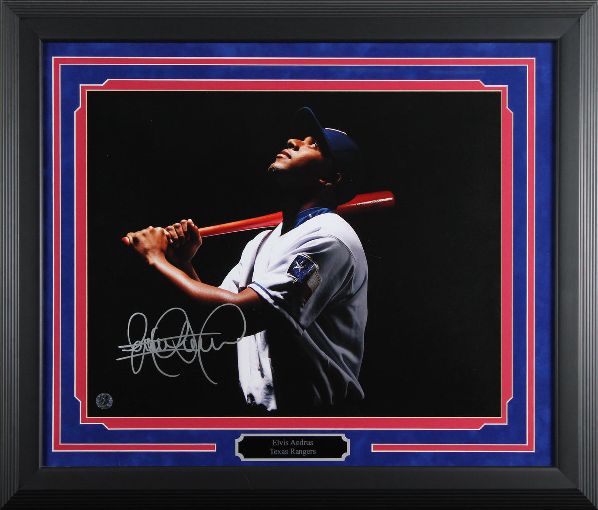 Rangers Elvis Andrus Authentic Signed 16x20 Framed Photo BAS #AG010133