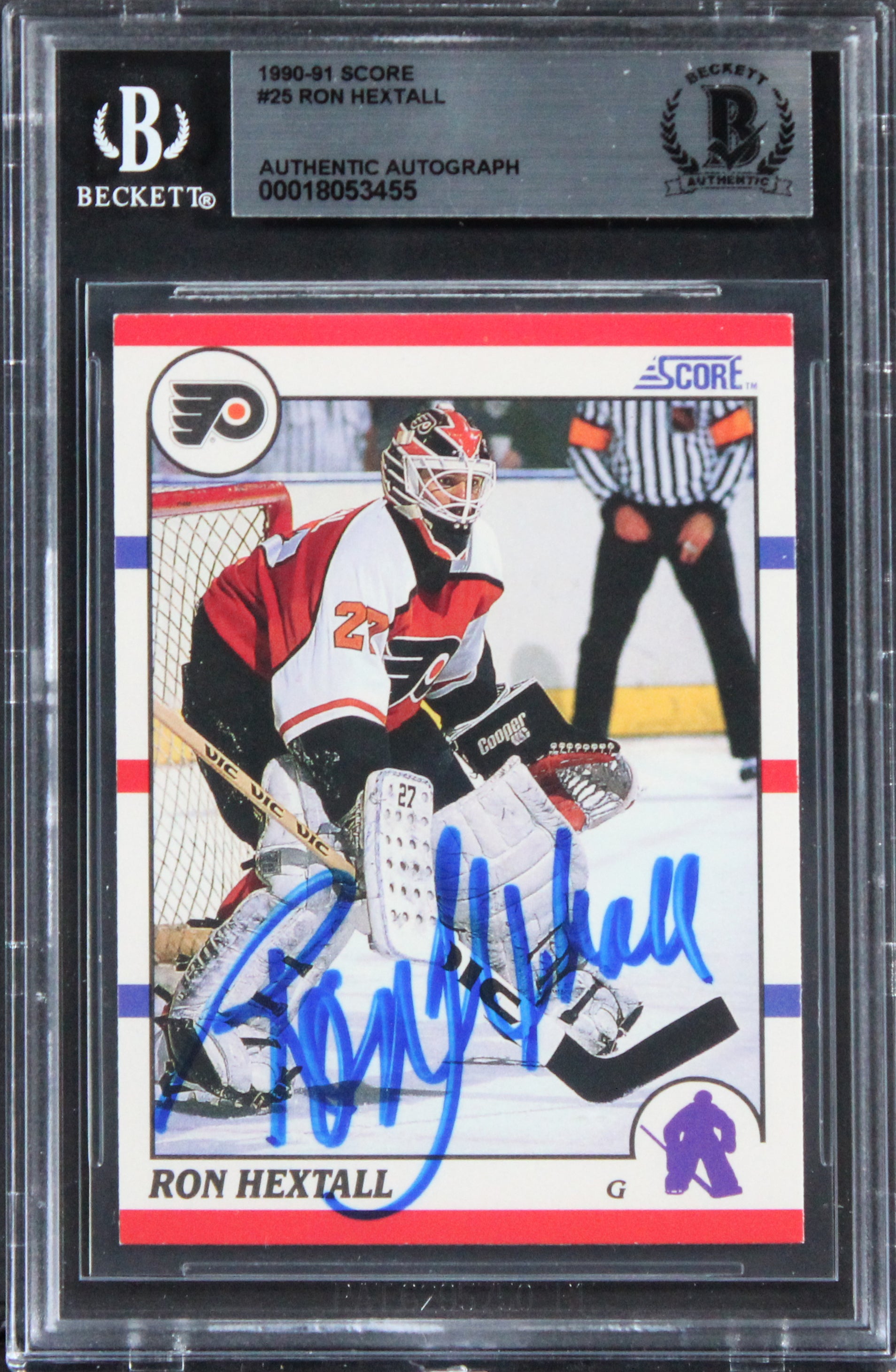 Flyers Ron Hextall Authentic Signed 1990 Score #25 Card BAS Slabbed 2