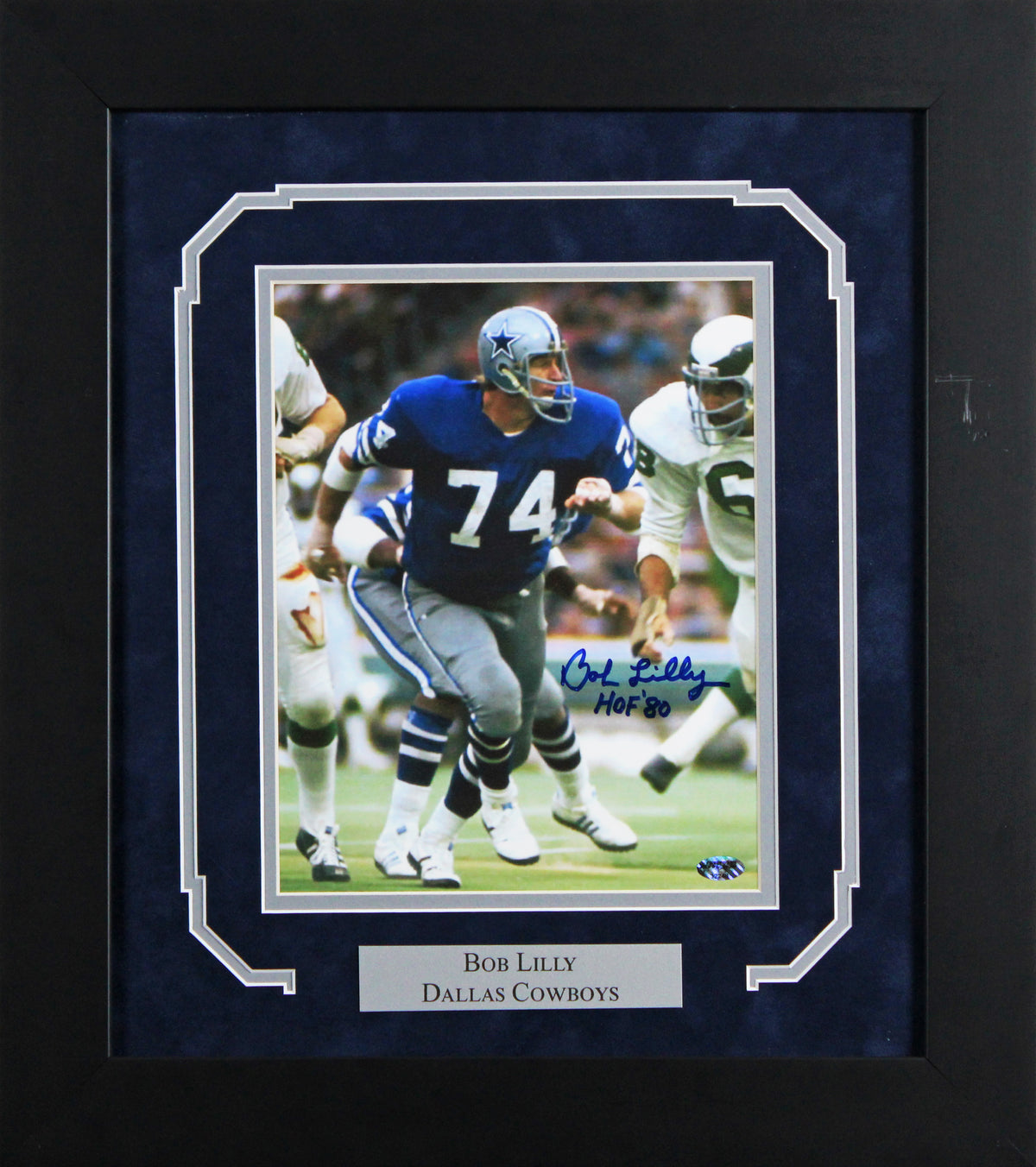 Cowboys Bob Lilly "HOF 80" Authentic Signed 8x10 Framed Photo BAS #AG010142