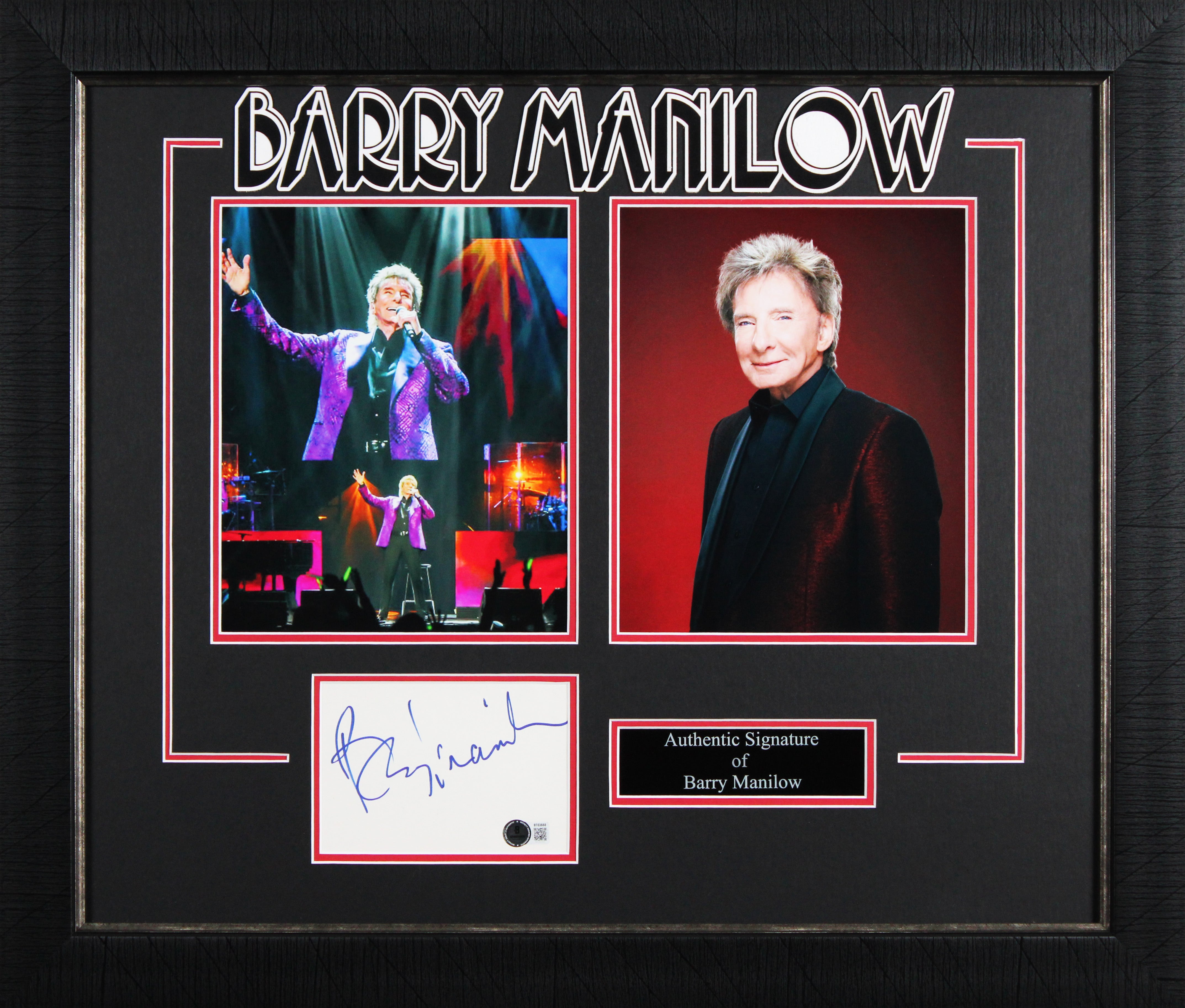 Barry Manilow Authentic Signed & Framed 4x6 Index Card Autographed BAS #BT03668